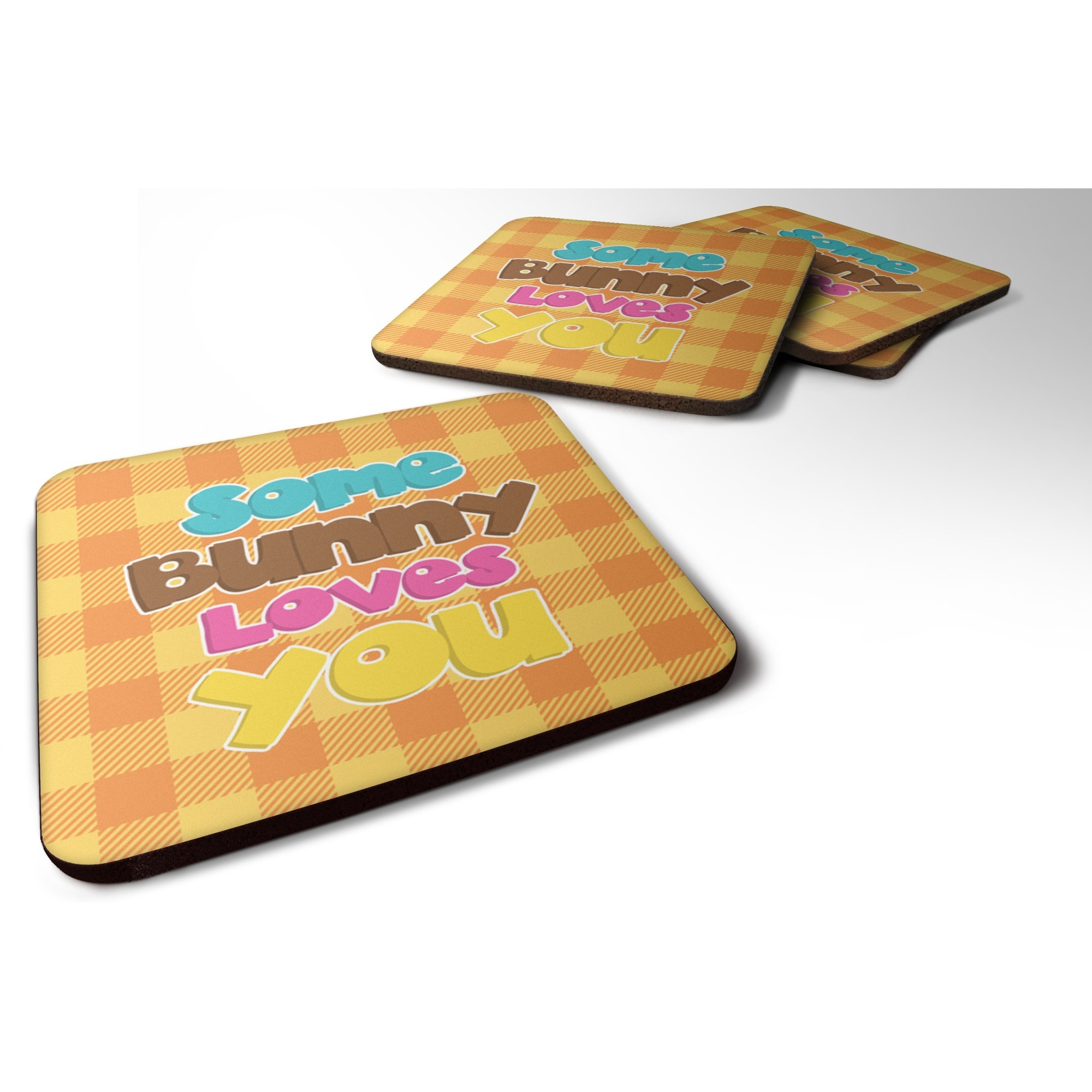 &quotCaroline's Treasures Easter Some Bunny Loves You Foam Coaster Set of 4, 3.5, Multicolor"