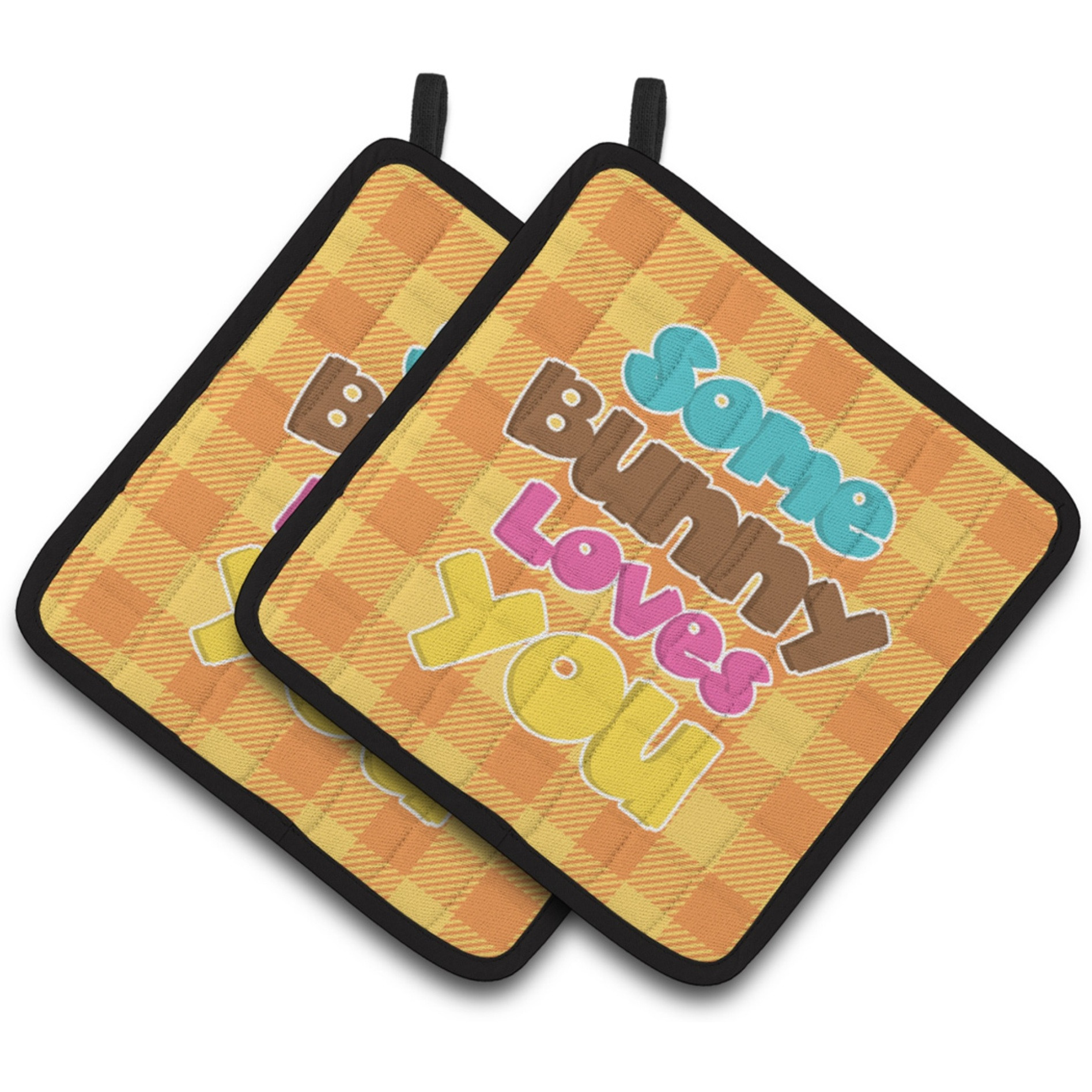 &quotCaroline's Treasures Easter Some Bunny Loves You Pair of Pot Holders, 7.5 x 7.5, Multicolor"