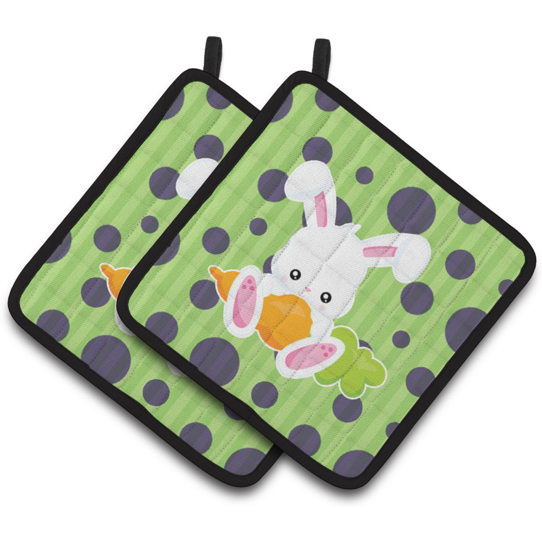 &quotCaroline's Treasures BB6903PTHD Easter Polkadot Rabbit Pair of Pot Holders, 7.5 x 7.5"", Multicolor"