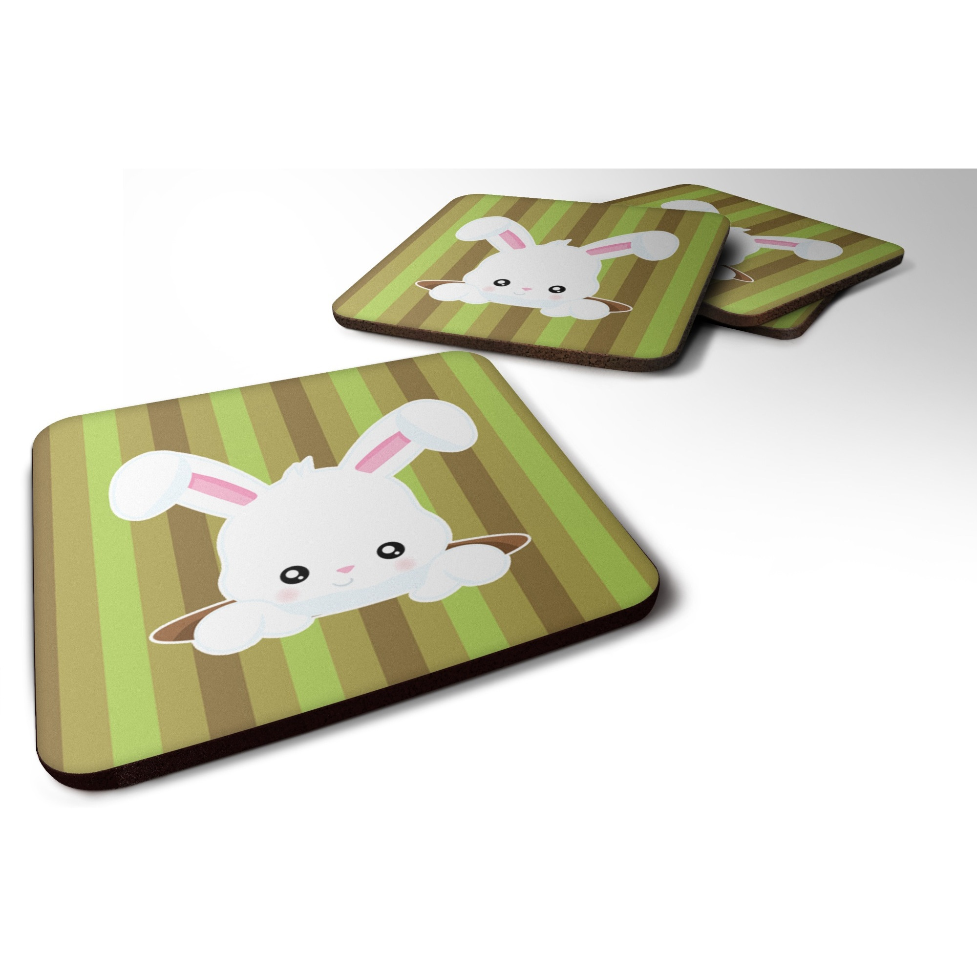 &quotCaroline's Treasures Easter Rabbit Hole Foam Coaster Set of 4, 3.5, Multicolor"