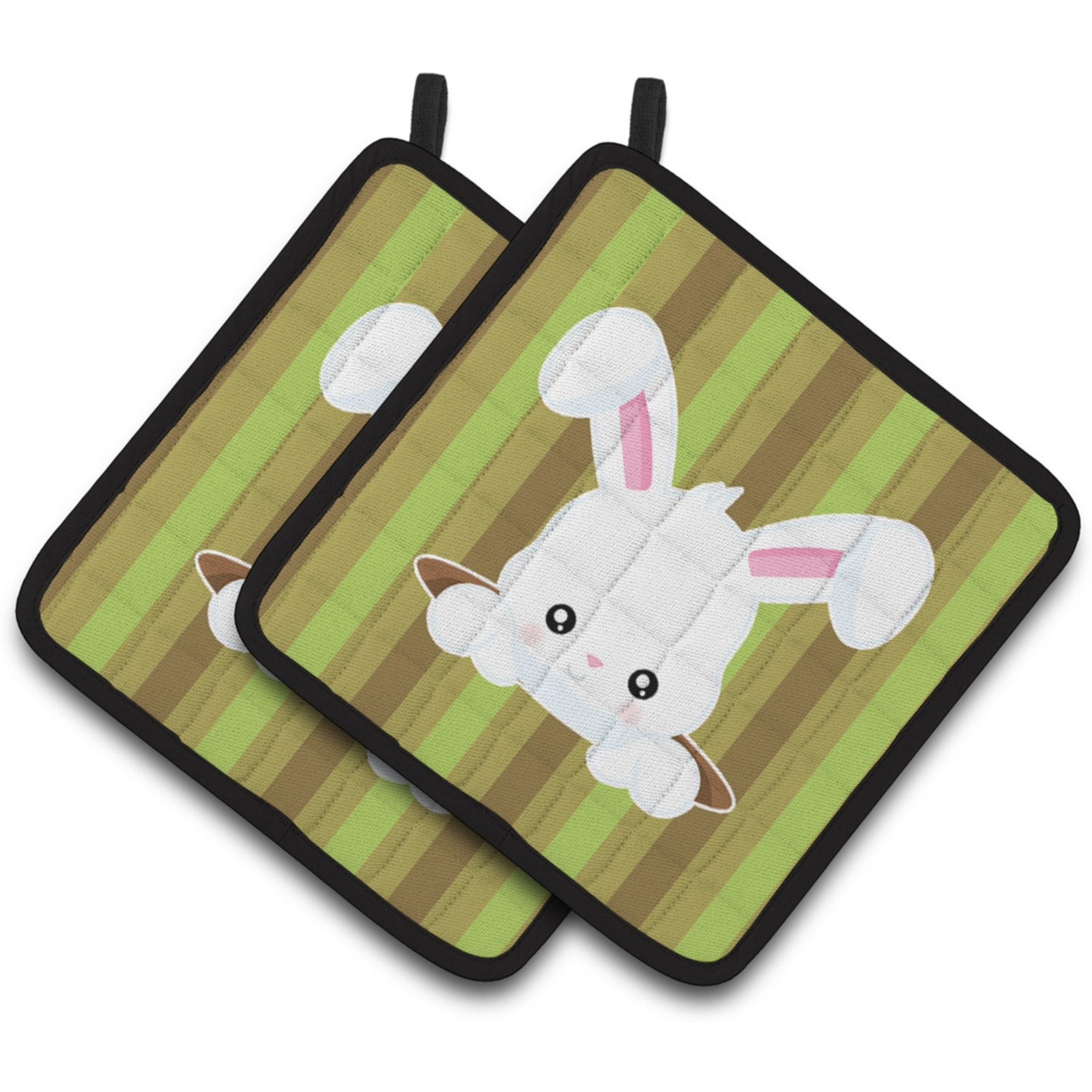 &quotCaroline's Treasures BB6904PTHD Easter Rabbit Hole Pair of Pot Holders, 7.5 x 7.5"", Multicolor"