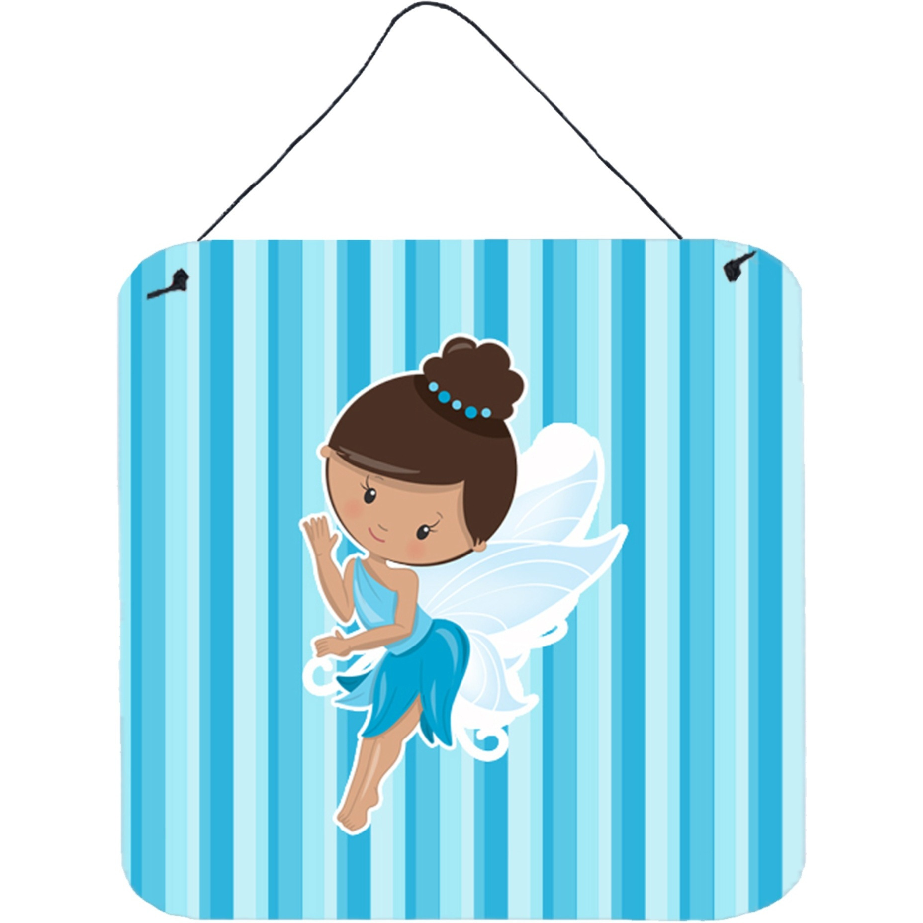 &quotCaroline's Treasures Fairy Blue Stripes Metal Print, 6"" x 6"", Multicolor"
