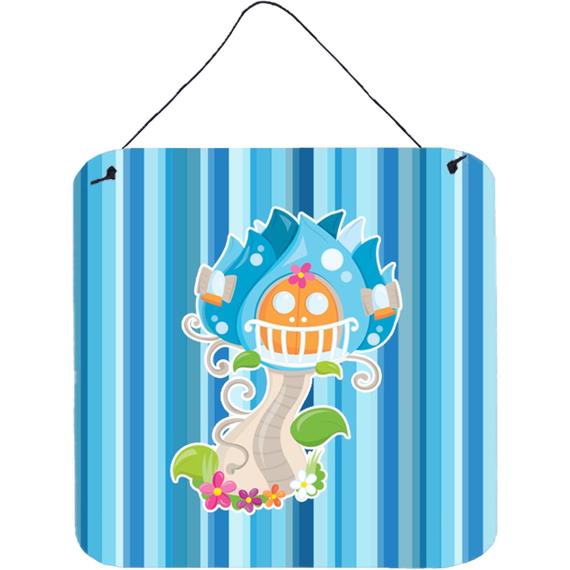 &quotCaroline's Treasures Fairy House Blue Stripes Metal Print, 6"" x 6"", Multicolor"