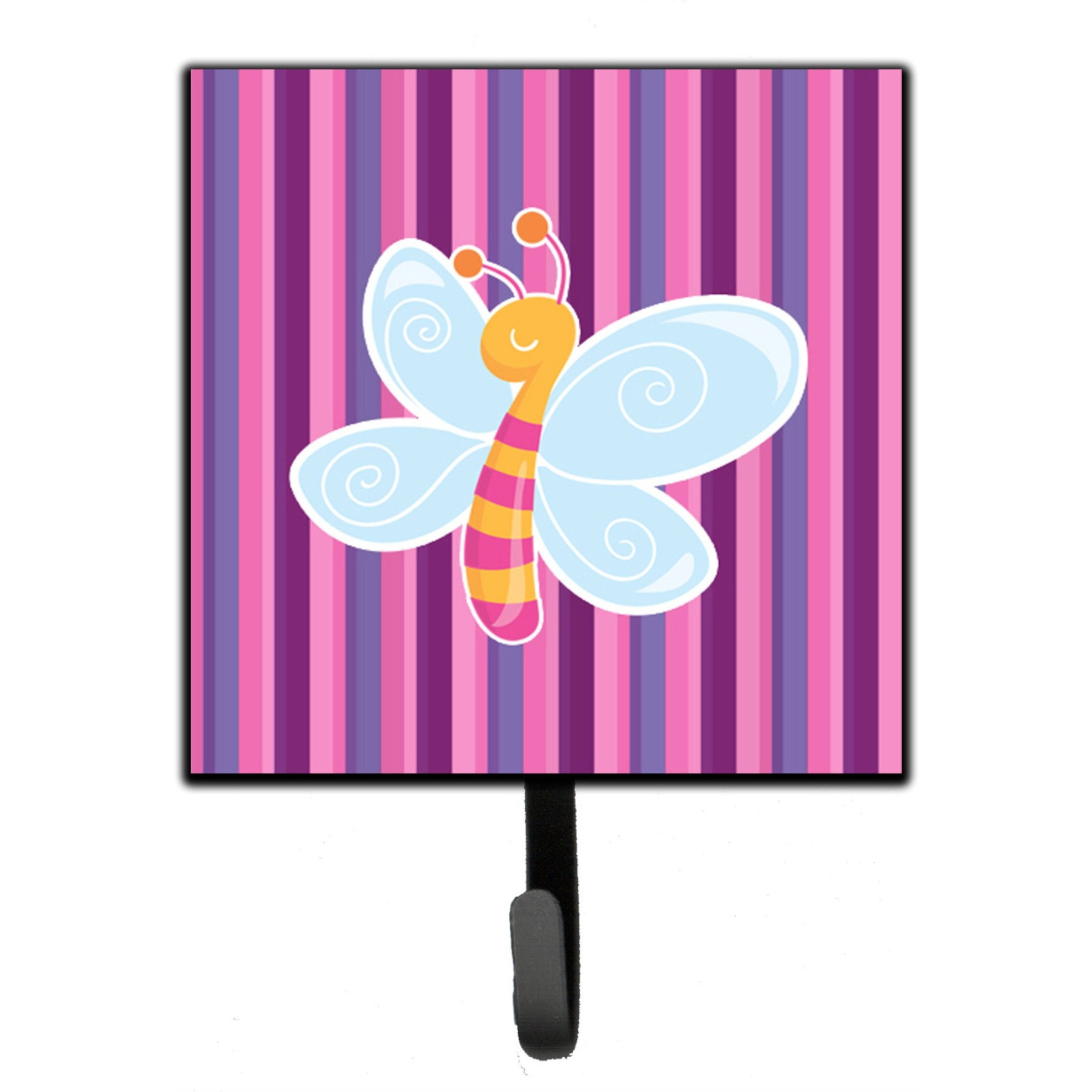 &quotCaroline's Treasures Dragonfly in Pink Stripes Wall Hook, Small, Multicolor"