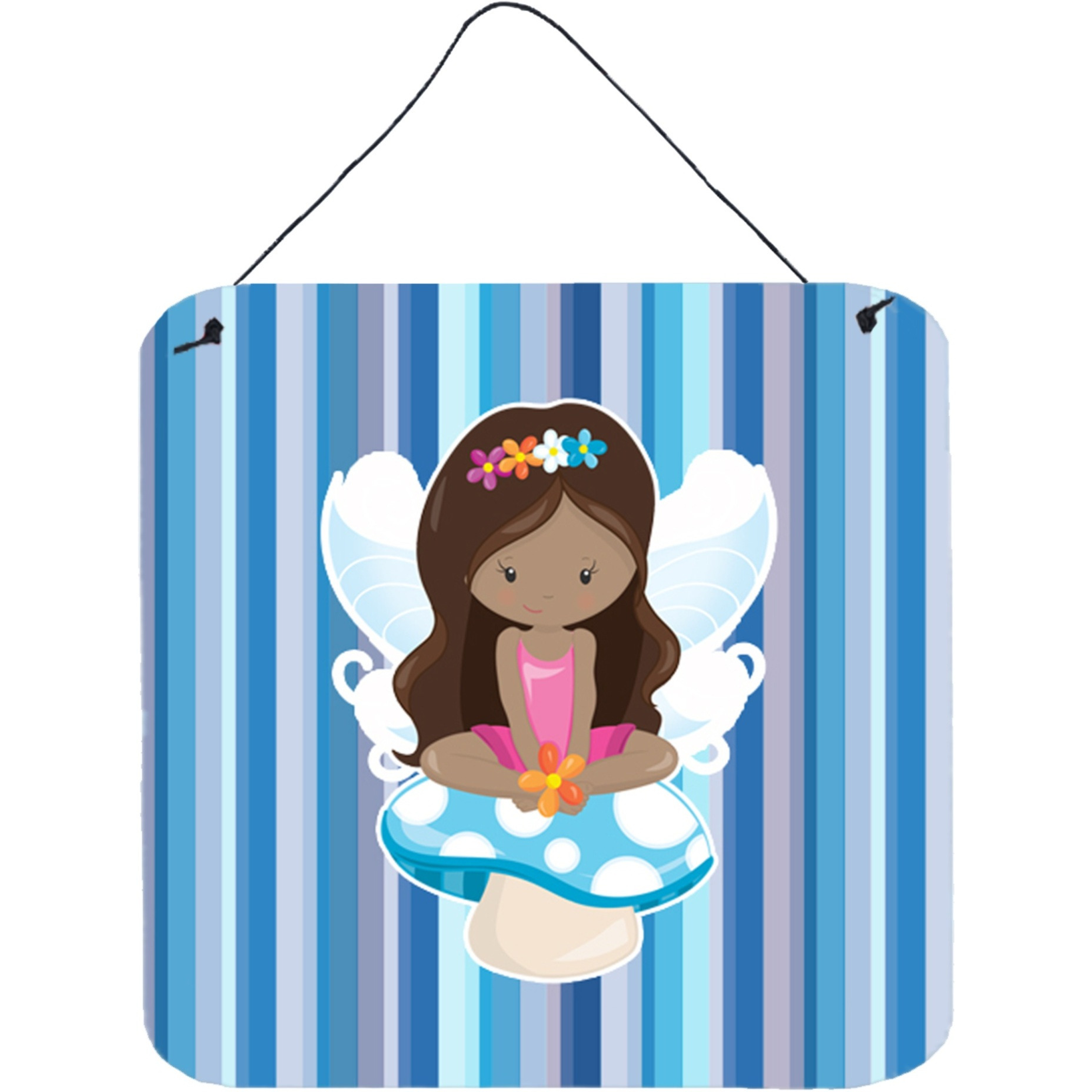 &quotCaroline's Treasures Fairy Blue Stripes Metal Print, 6"" x 6"", Multicolor"