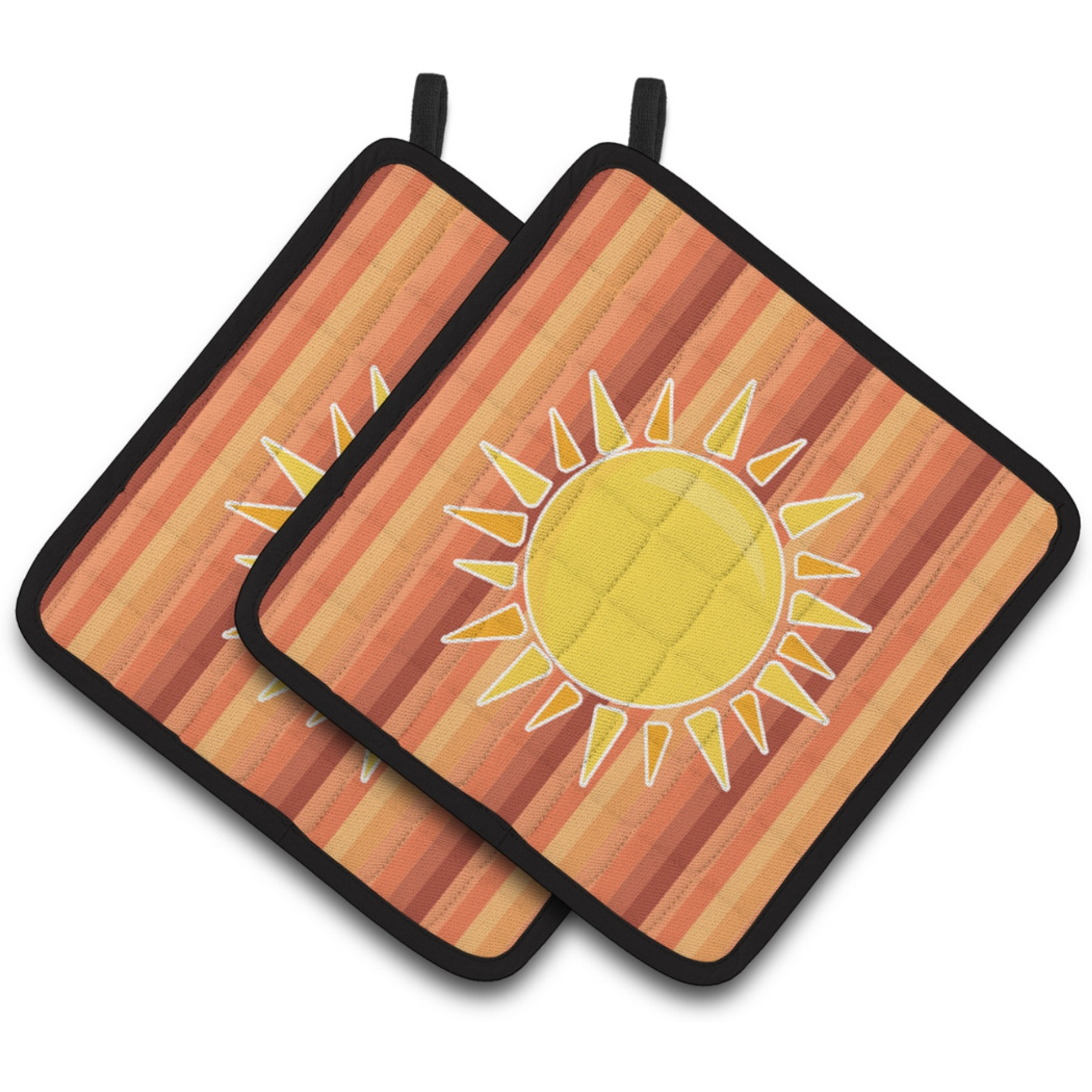 &quotCaroline's Treasures BB6924PTHD Sun with Stripes Pair of Pot Holders, 7.5 x 7.5"", Multicolor"