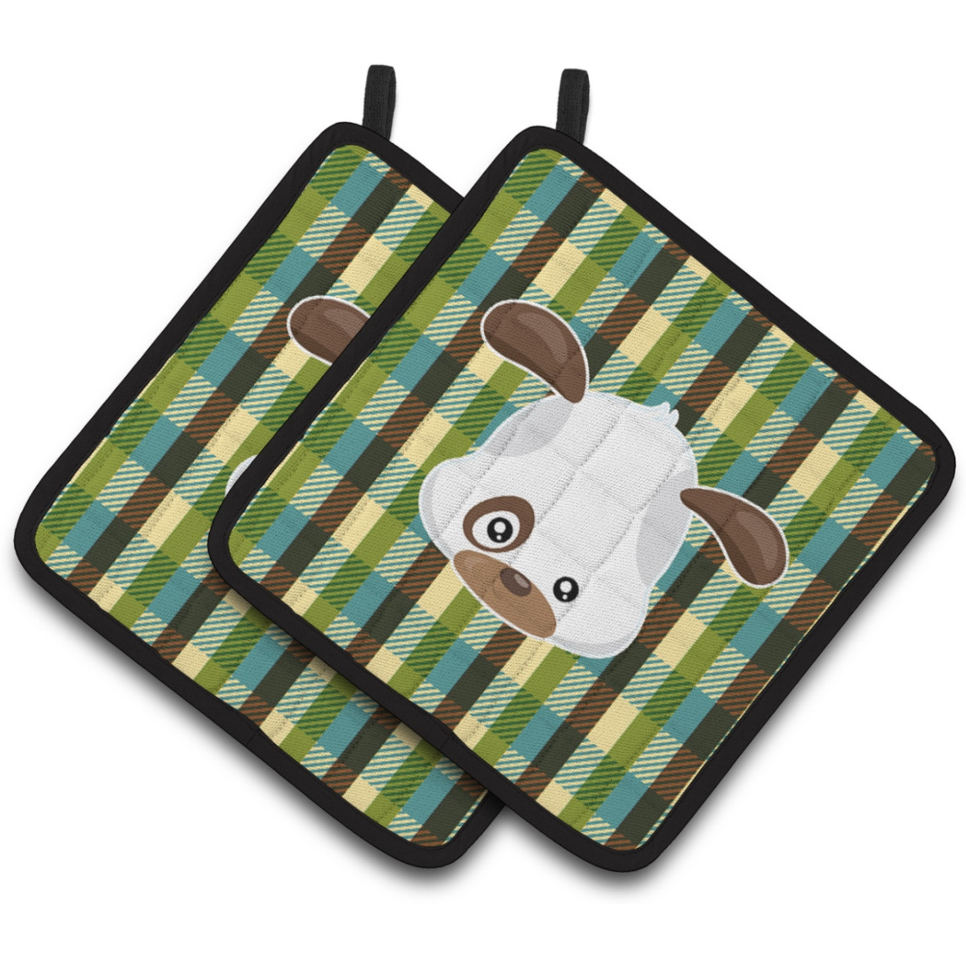 &quotCaroline's Treasures BB6925PTHD Dog Face Pair of Pot Holders, 7.5 x 7.5"", Multicolor"