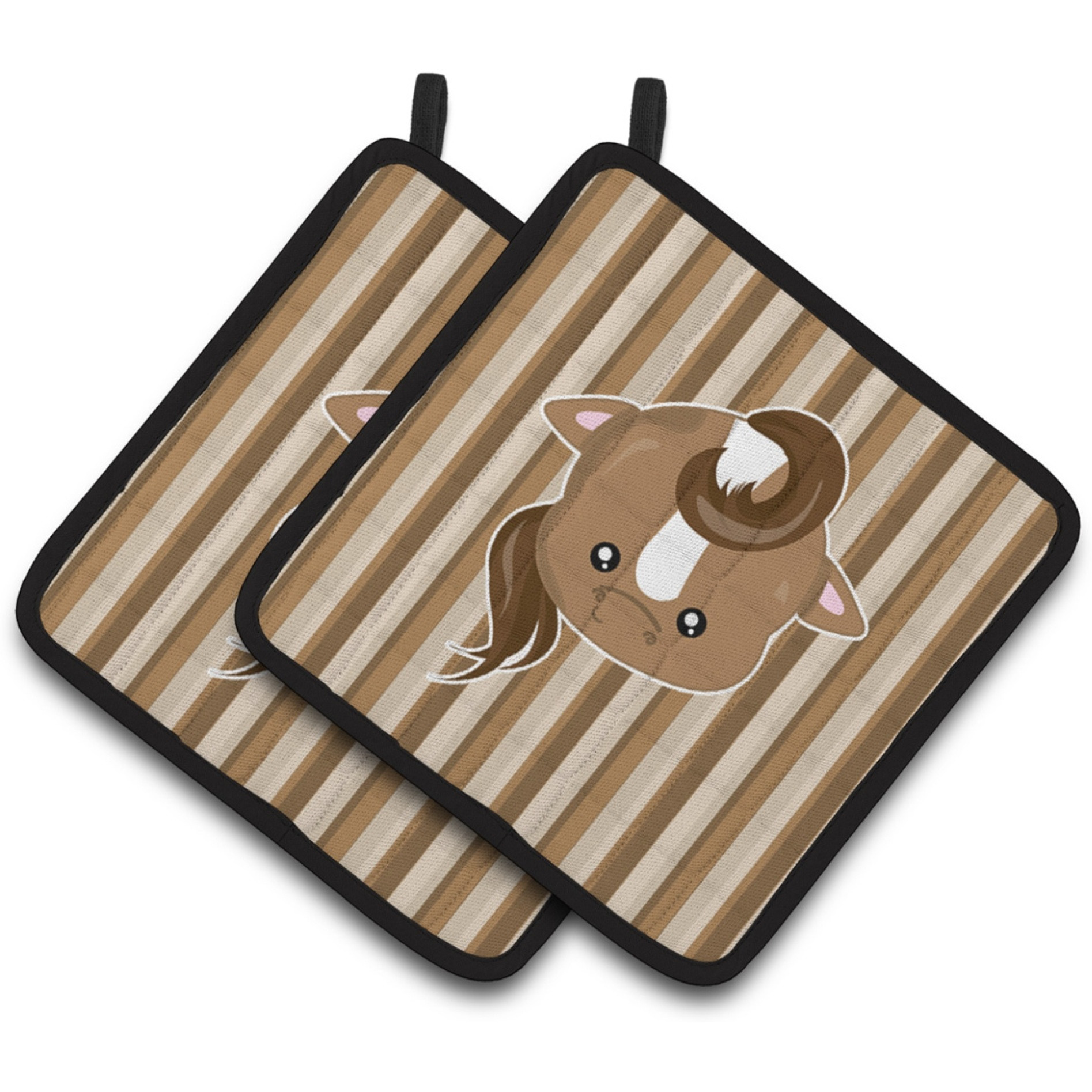 &quotCaroline's Treasures BB6927PTHD Horse Face Pair of Pot Holders, 7.5 x 7.5"", Multicolor"