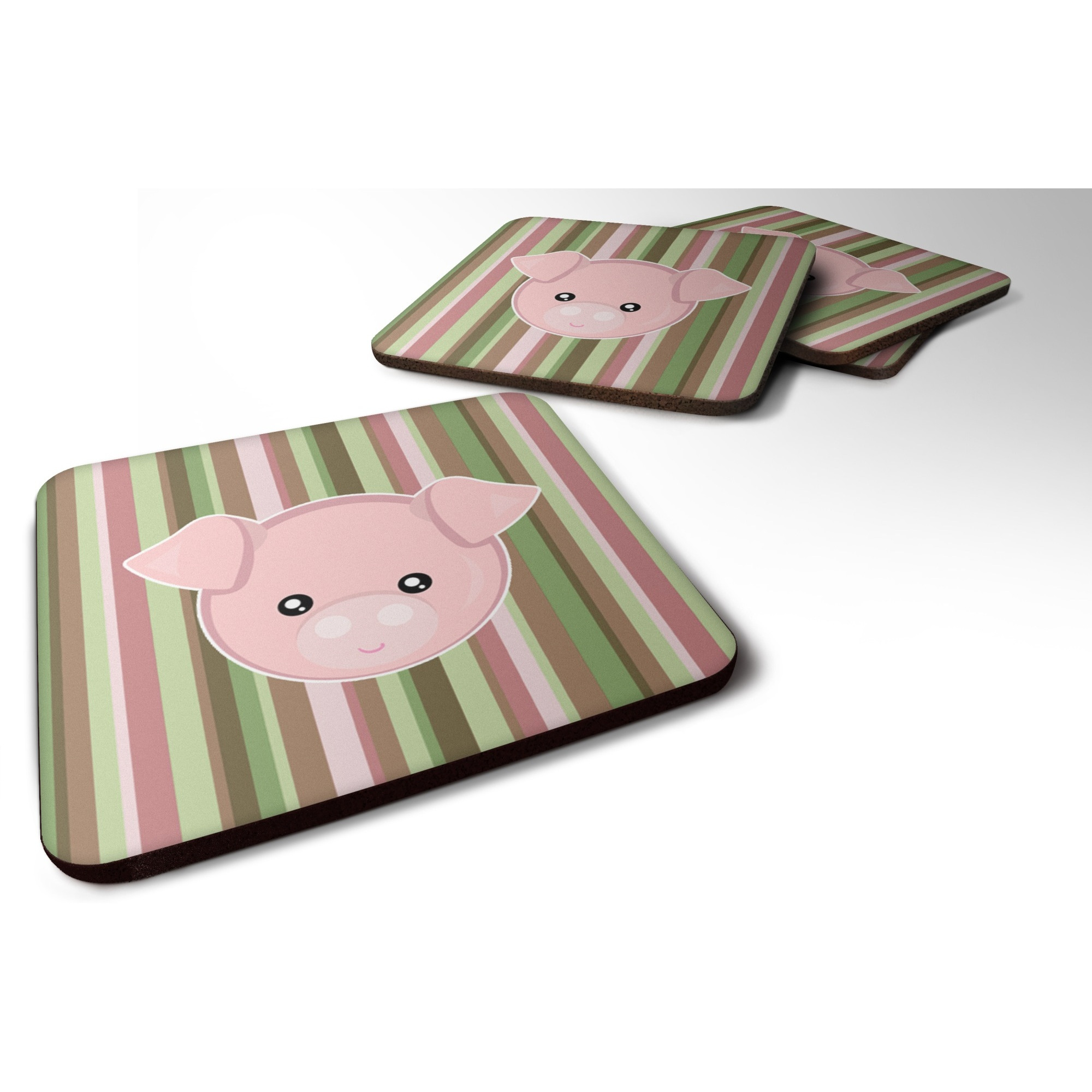 &quotCaroline's Treasures Pig Face Foam Coaster Set of 4, 3.5, Multicolor"