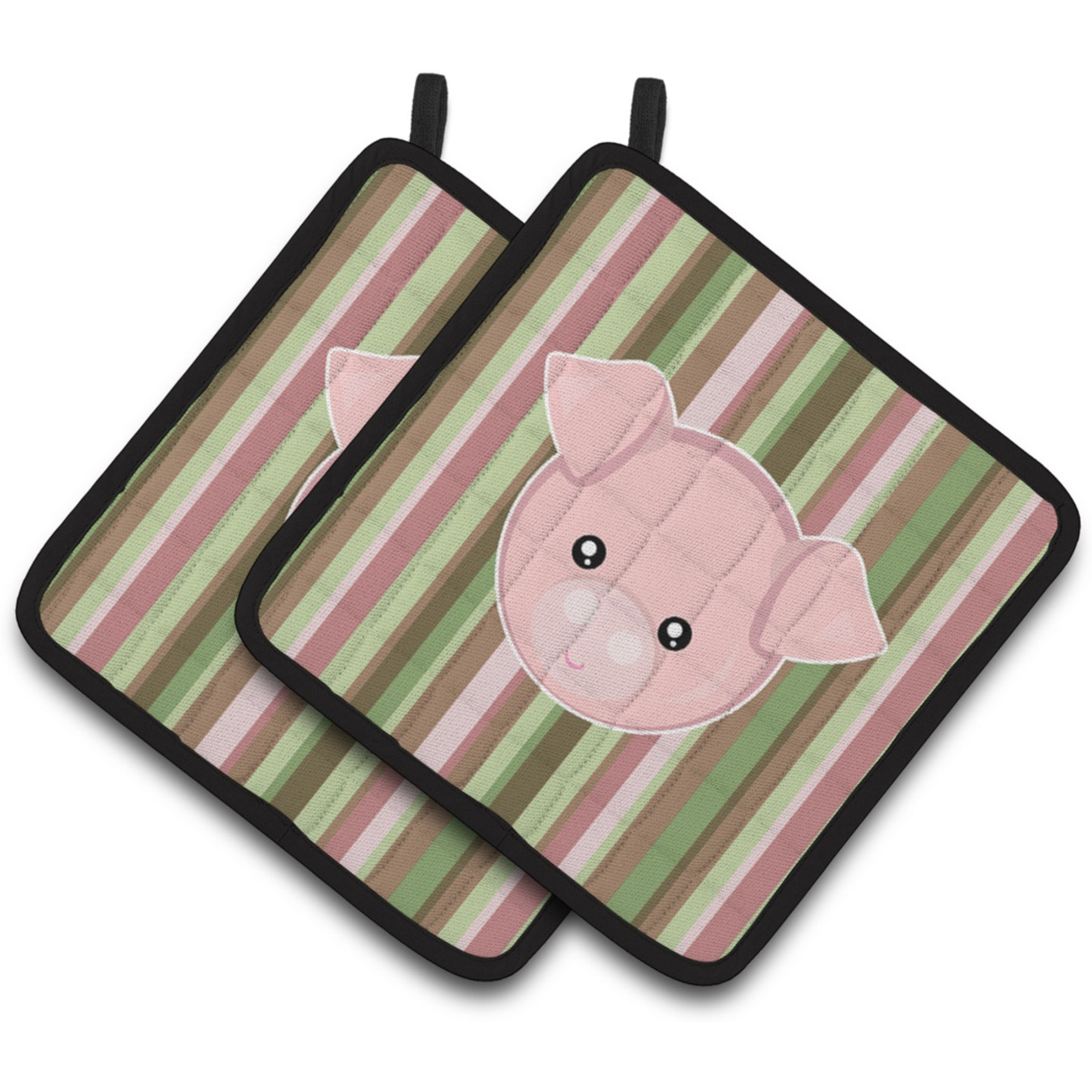 &quotCaroline's Treasures BB6930PTHD Pig Face Pair of Pot Holders, 7.5 x 7.5"", Multicolor"