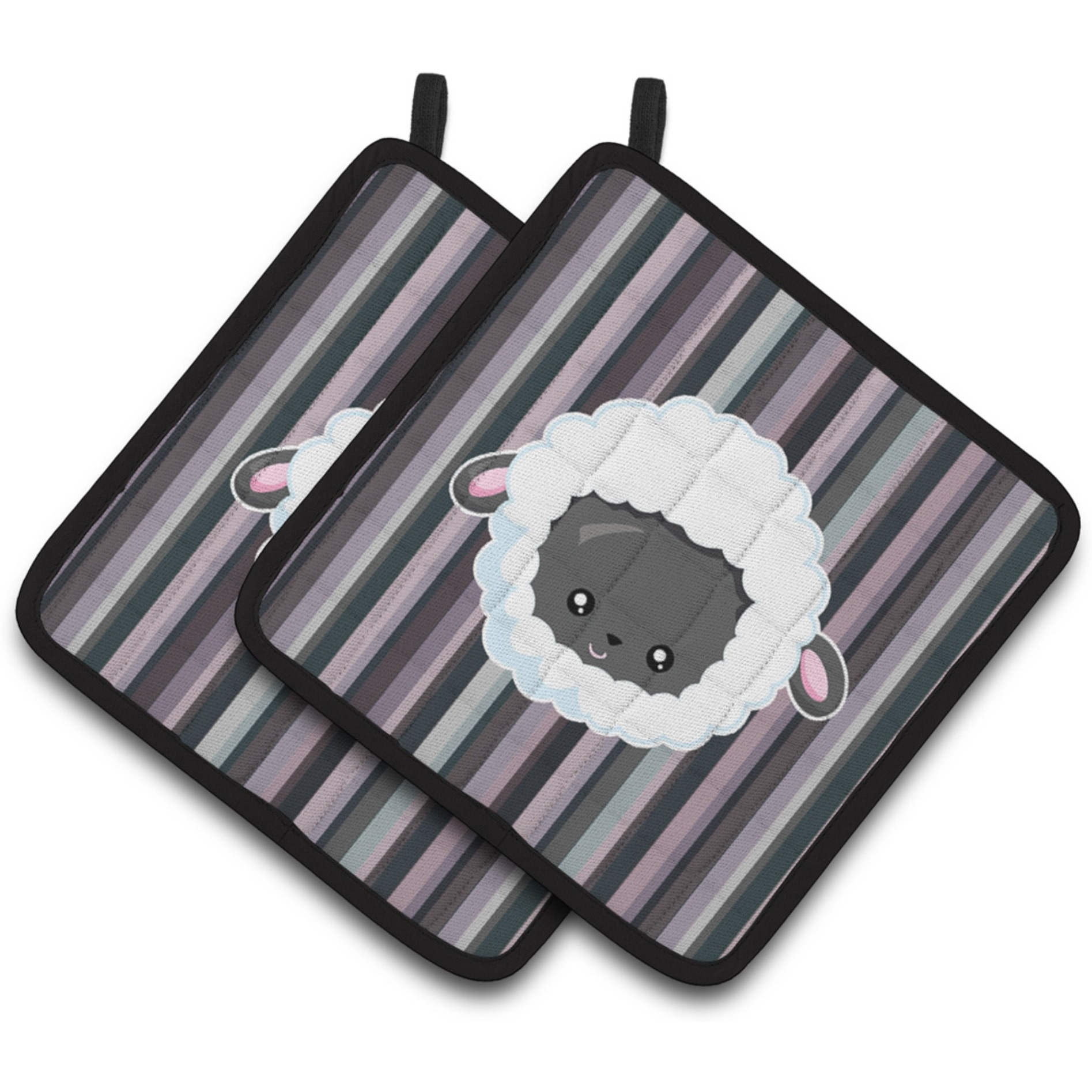 &quotCaroline's Treasures BB6931PTHD Black Sheep Lamb Face Pair of Pot Holders, 7.5 x 7.5"", Multicolor"