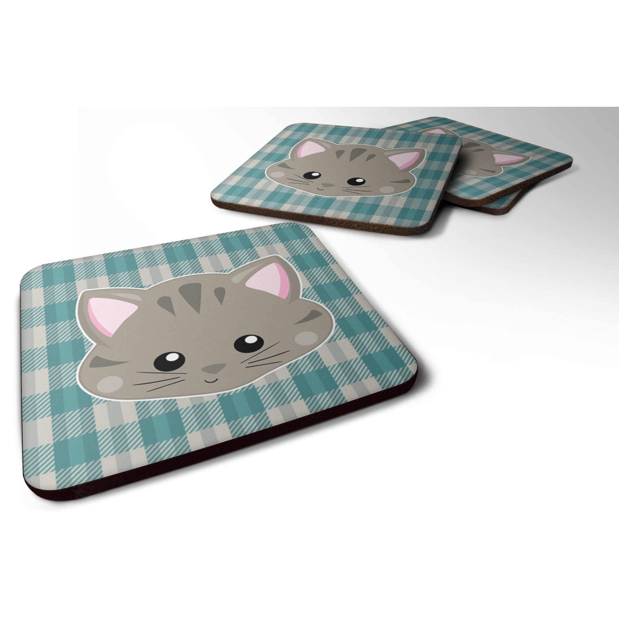 &quotCaroline's Treasures Kitten Face Foam Coaster Set of 4, 3.5, Multicolor"