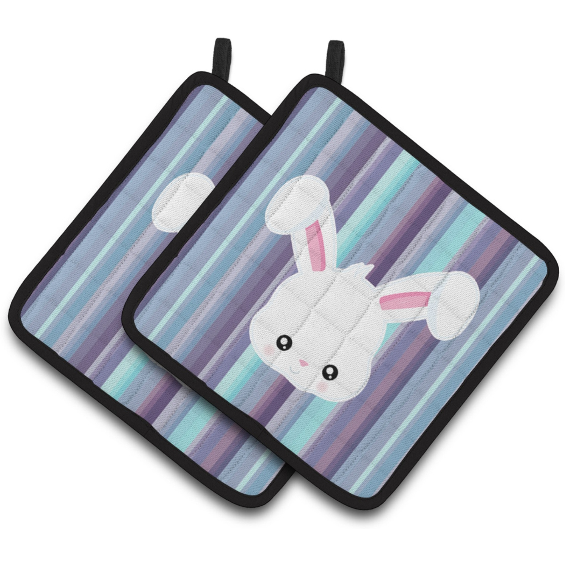 &quotCaroline's Treasures BB6933PTHD Rabbit Face Pair of Pot Holders, 7.5 x 7.5"", Multicolor"