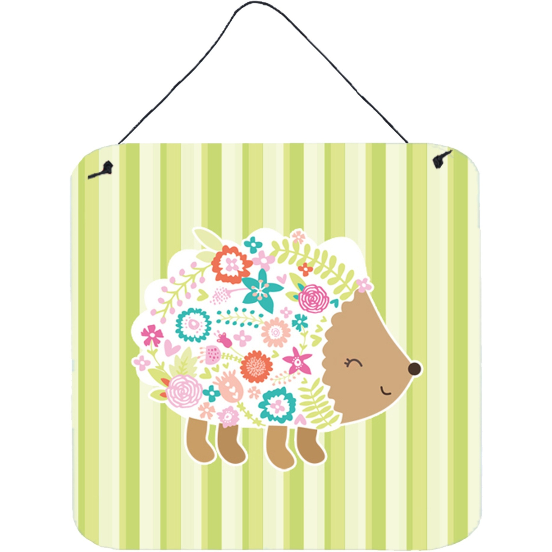 &quotCaroline's Treasures Flowered Hedgehog Metal Print, 6"" x 6"", Multicolor"