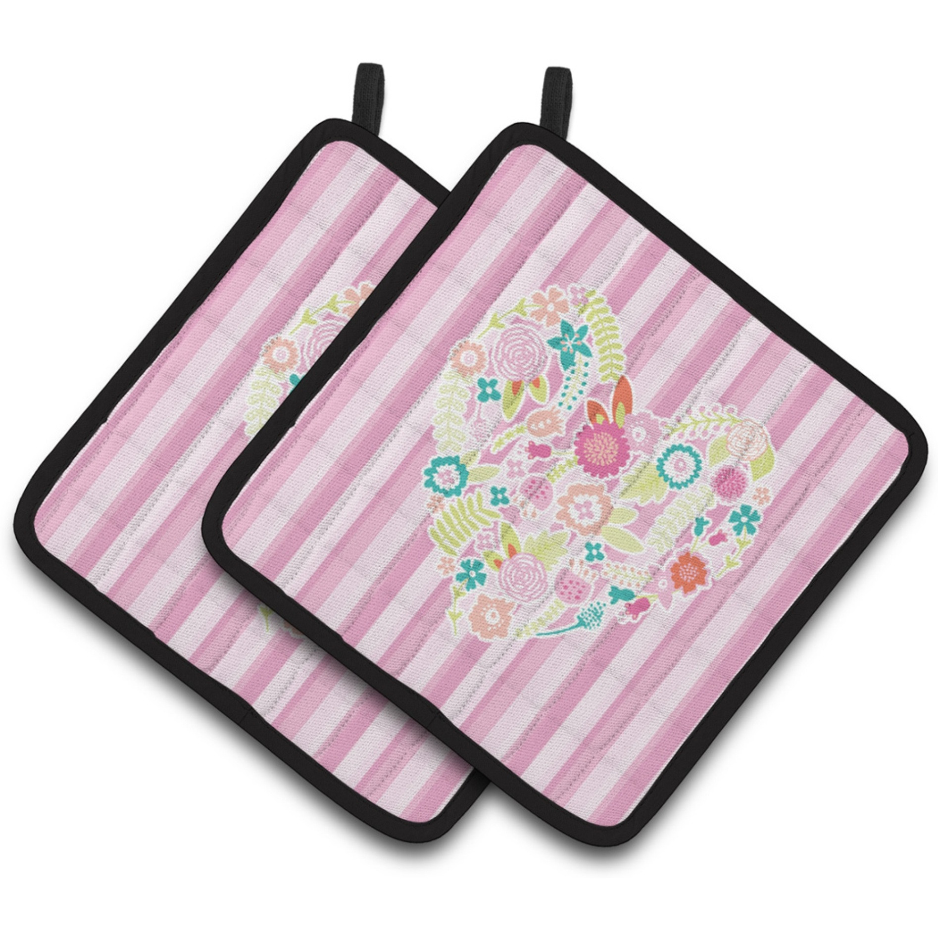 &quotCaroline's Treasures BB6937PTHD Flowered Heart Pair of Pot Holders, 7.5 x 7.5"", Multicolor"