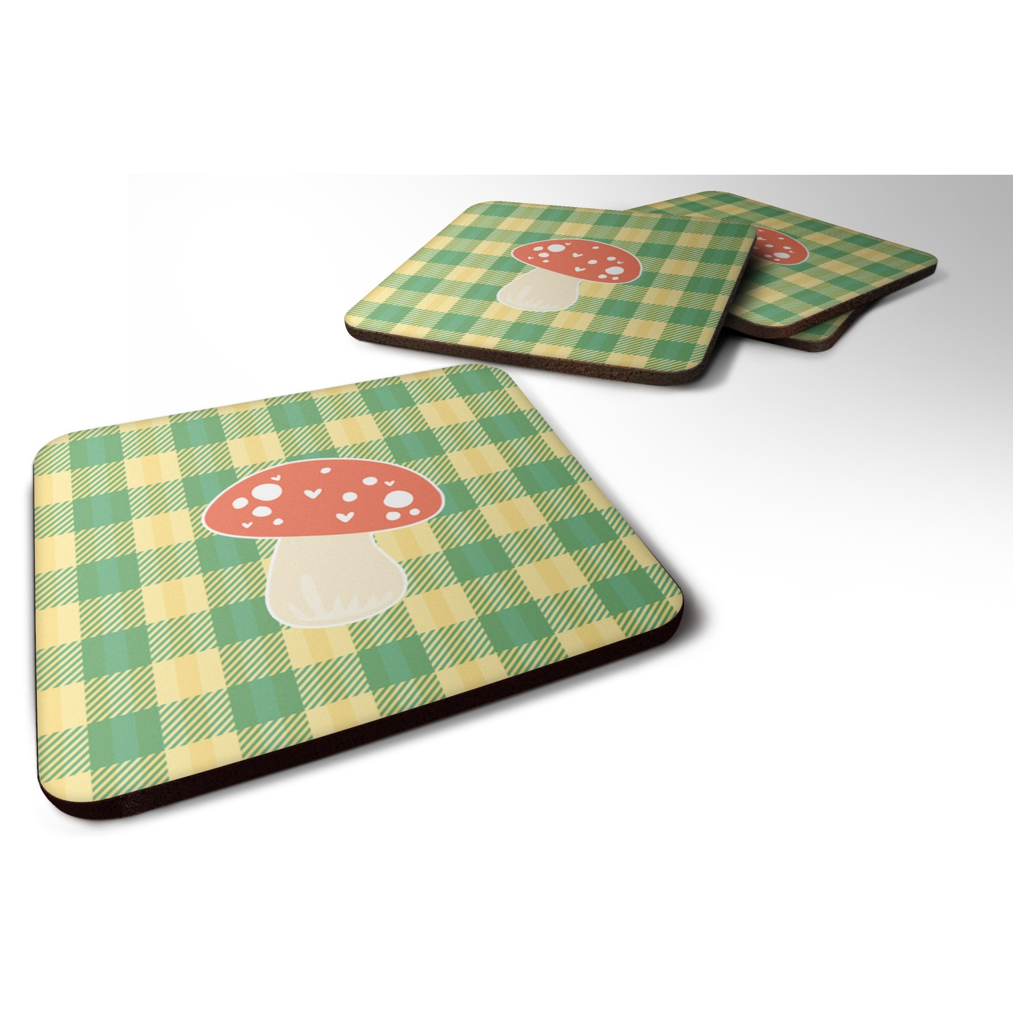 &quotCaroline's Treasures Mushroom Foam Coaster Set of 4, 3.5, Multicolor"