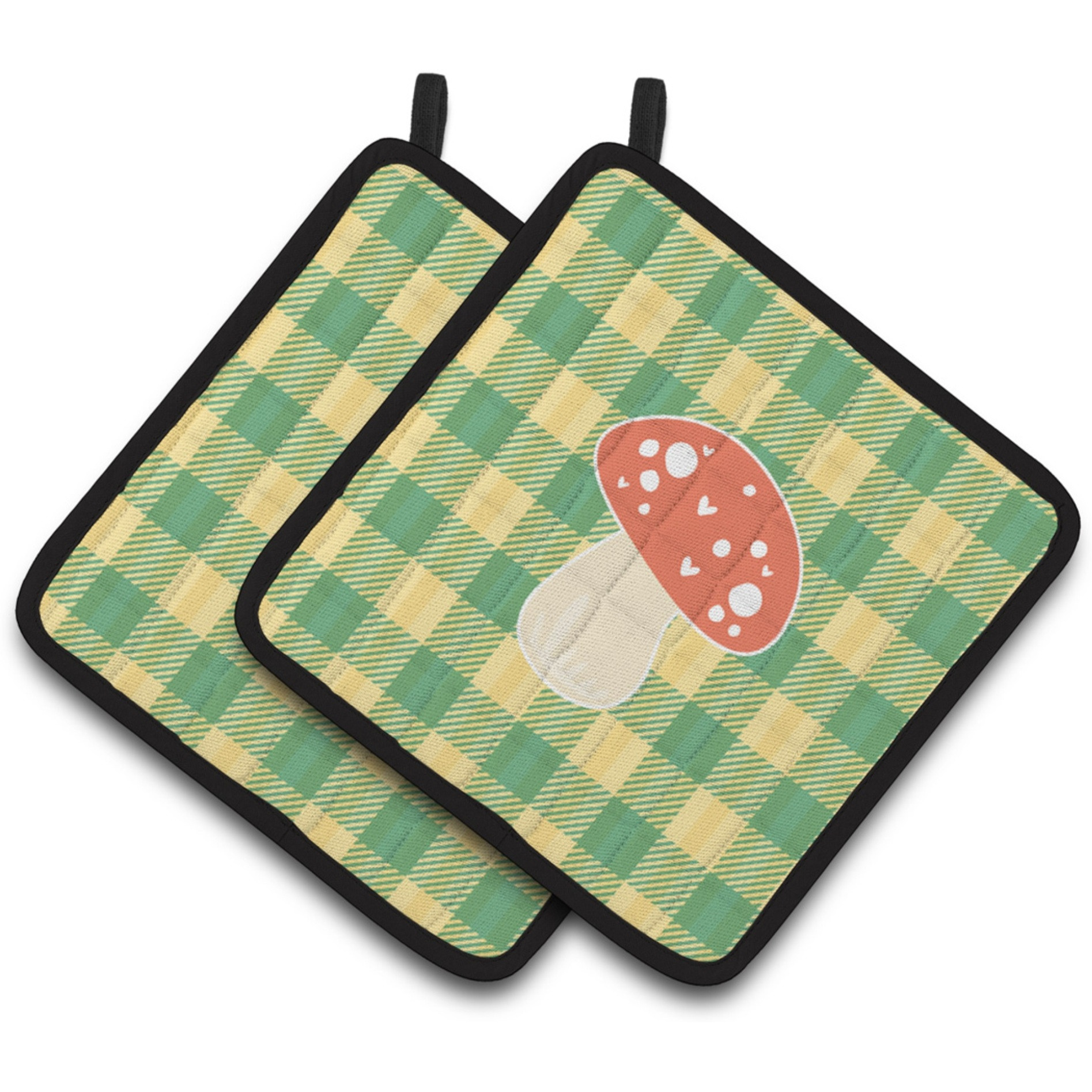 &quotCaroline's Treasures BB6938PTHD Mushroom Pair of Pot Holders, 7.5 x 7.5"", Multicolor"