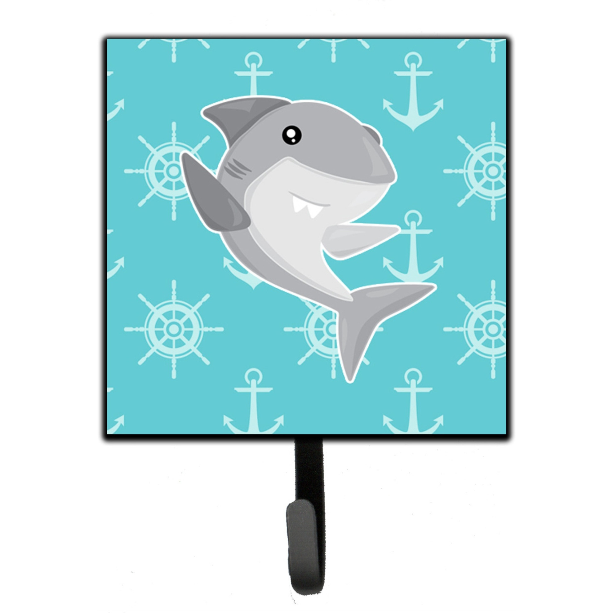 &quotCaroline's Treasures Shark on Blue Nautical Wall Hook, Small, Multicolor"