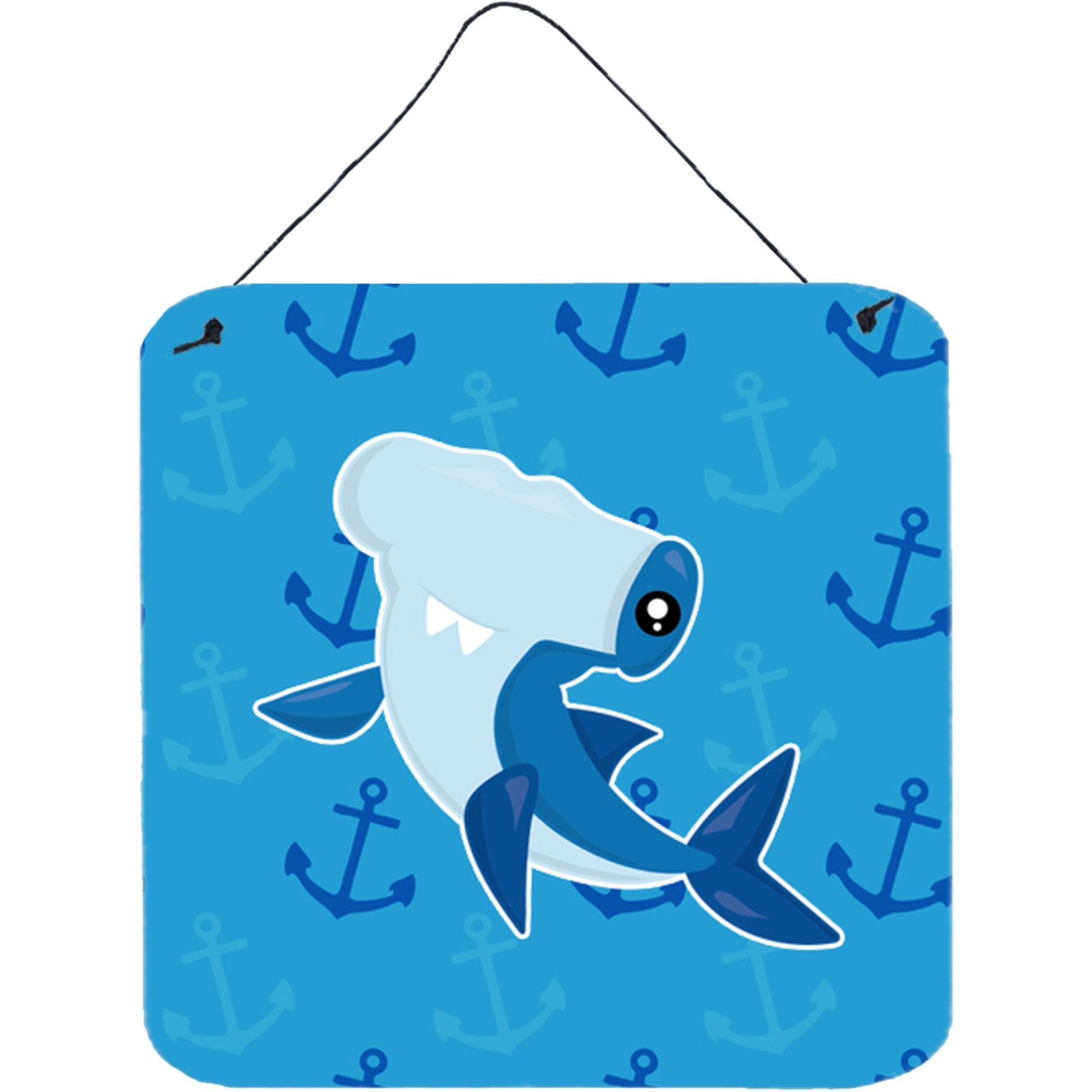 &quotCaroline's Treasures Hammerhead Shark on Anchors Metal Print, 6"" x 6"", Multicolor"