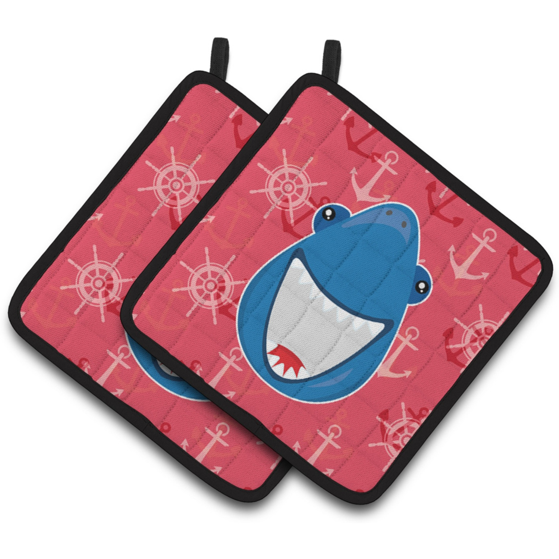 &quotCaroline's Treasures BB6945PTHD Shark Wide Open Pair of Pot Holders, 7.5 x 7.5"", Multicolor"
