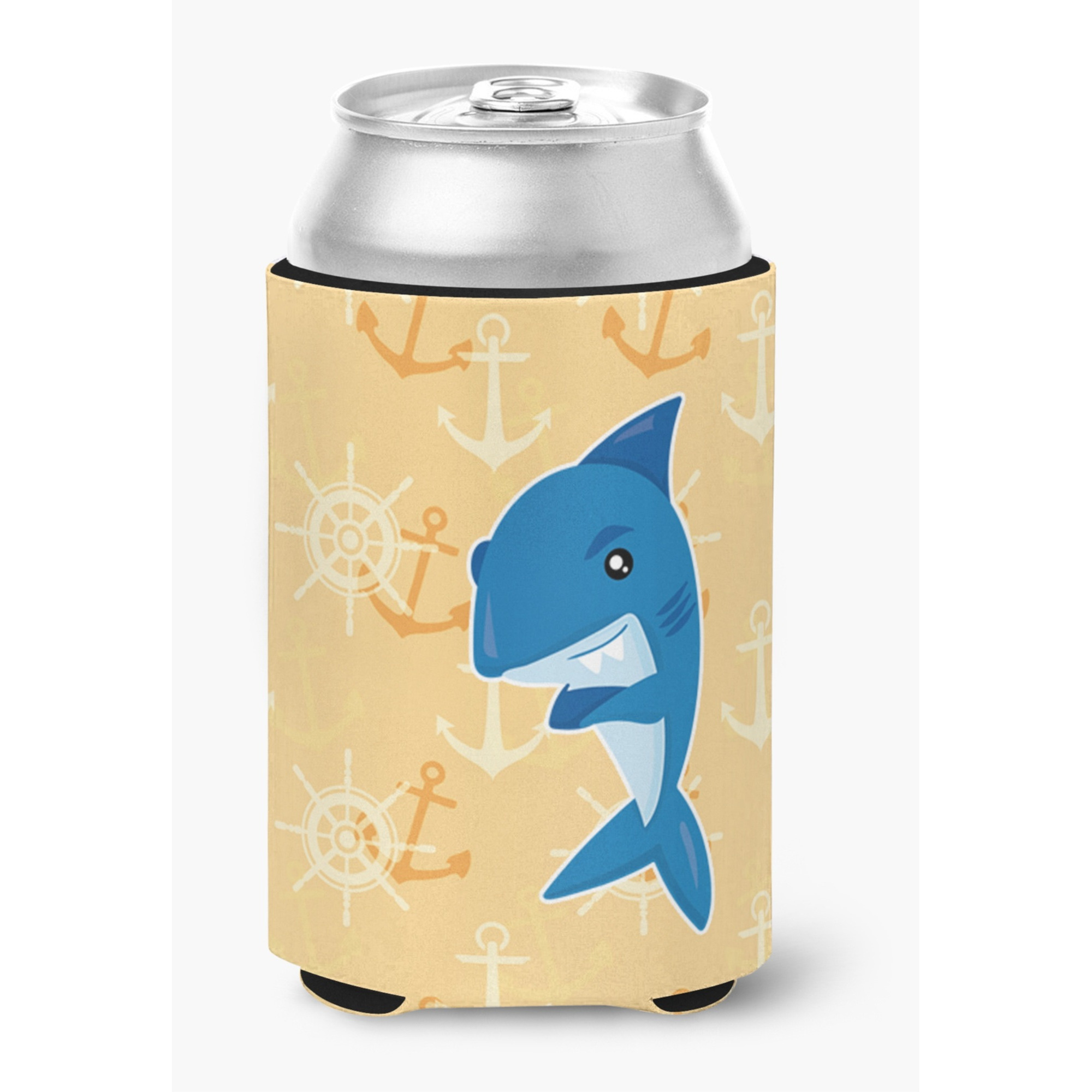 &quotCaroline's Treasures Shark On Beige Nautical Can or Bottle Hugger, Can Hugger, Multicolor"