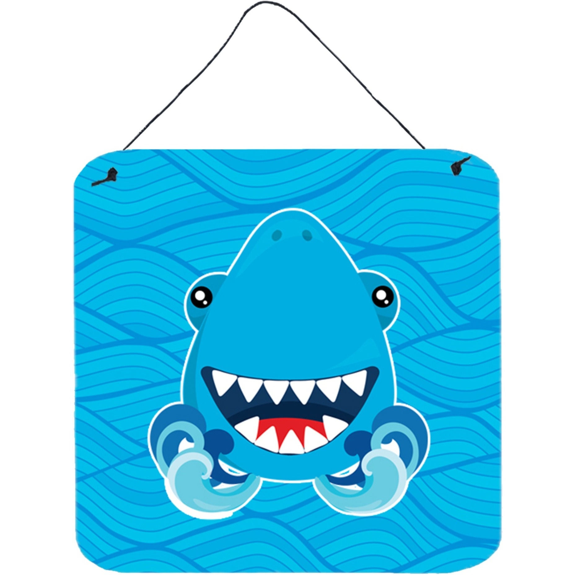 &quotCaroline's Treasures Shark Open Wide in Waves Metal Print, 6"" x 6"", Multicolor"