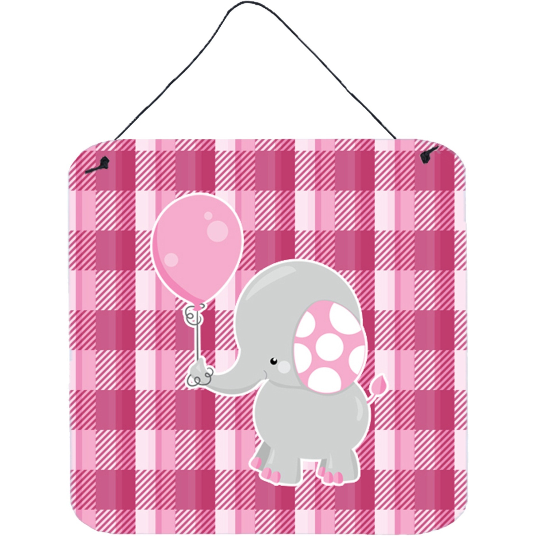 &quotCaroline's Treasures Elephant with Pink Balloon Metal Print, 6"" x 6"", Multicolor"