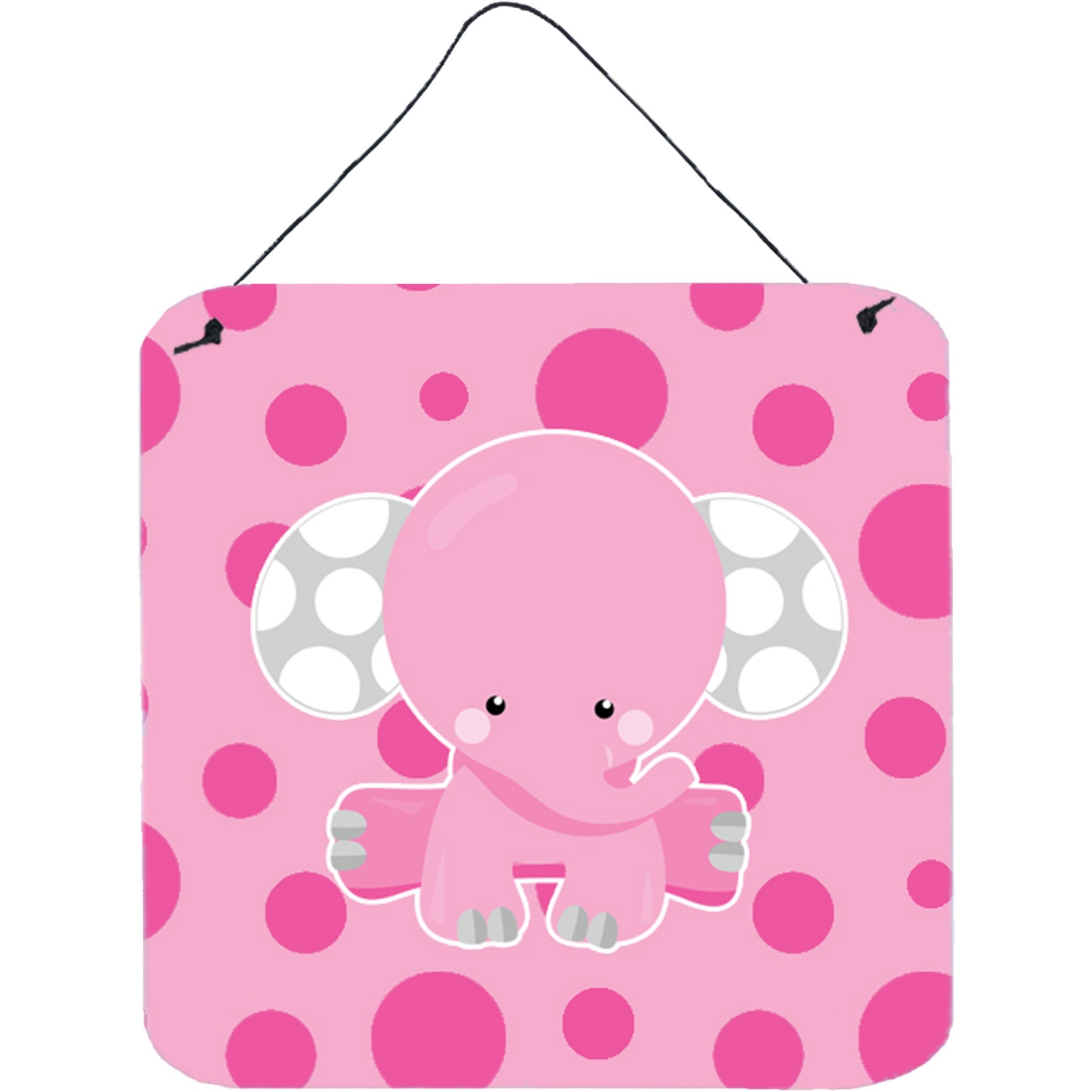 &quotCaroline's Treasures Elephant with Pink Polkadots Metal Print, 6"" x 6"", Multicolor"
