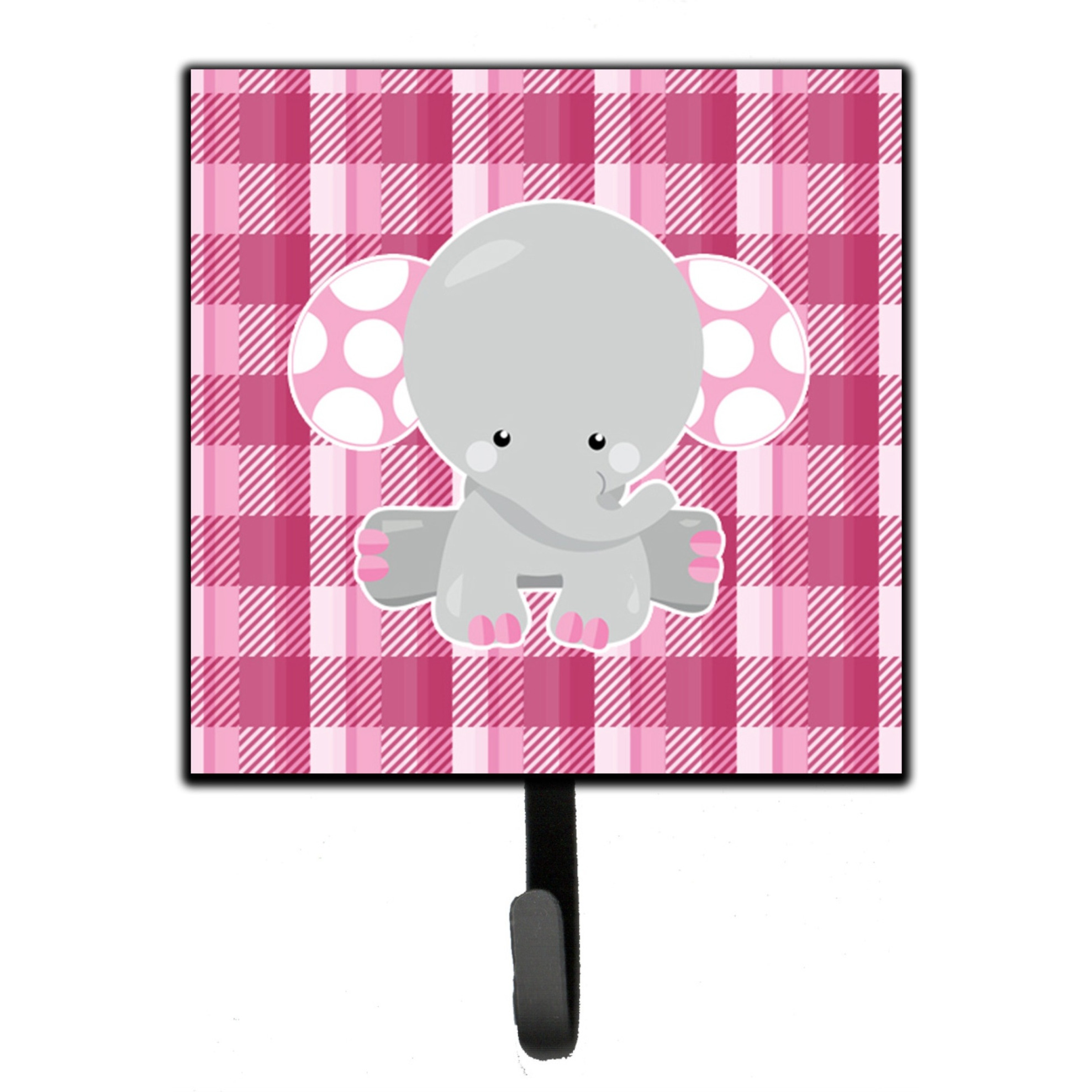 &quotCaroline's Treasures Elephant Pink Gingham Wall Hook, Small, Multicolor"