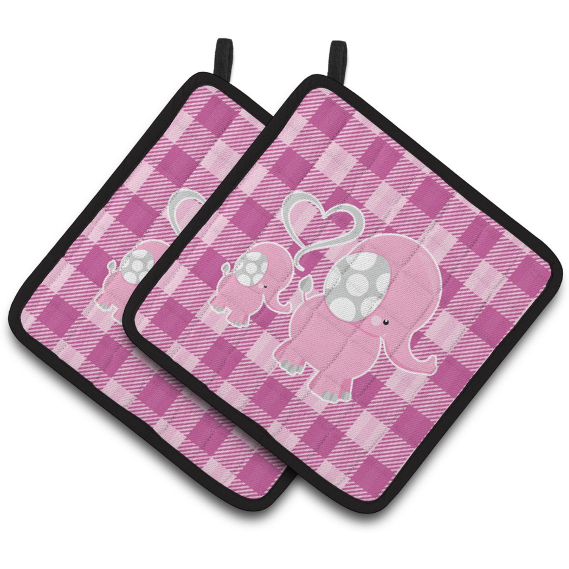 &quotCaroline's Treasures BB6953PTHD Elephant and Baby Pair of Pot Holders, 7.5 x 7.5"", Multicolor"