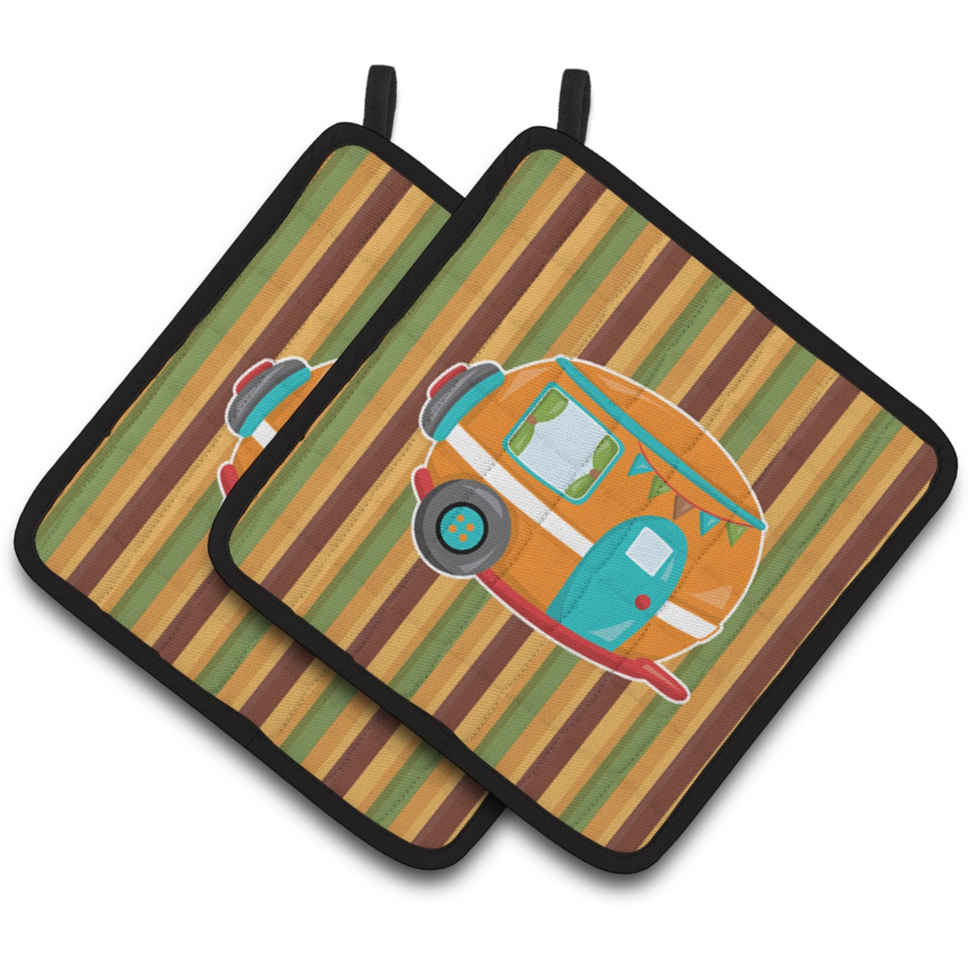 &quotCaroline's Treasures Retro Camper Pair of Pot Holders, 7.5 x 7.5, Multicolor"