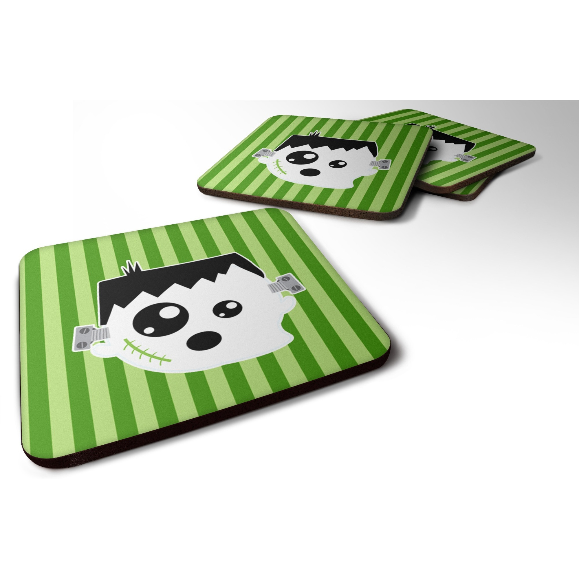 &quotCaroline's Treasures Halloween Ghost Frankenstein Foam Coaster Set of 4, 3.5, Multicolor"
