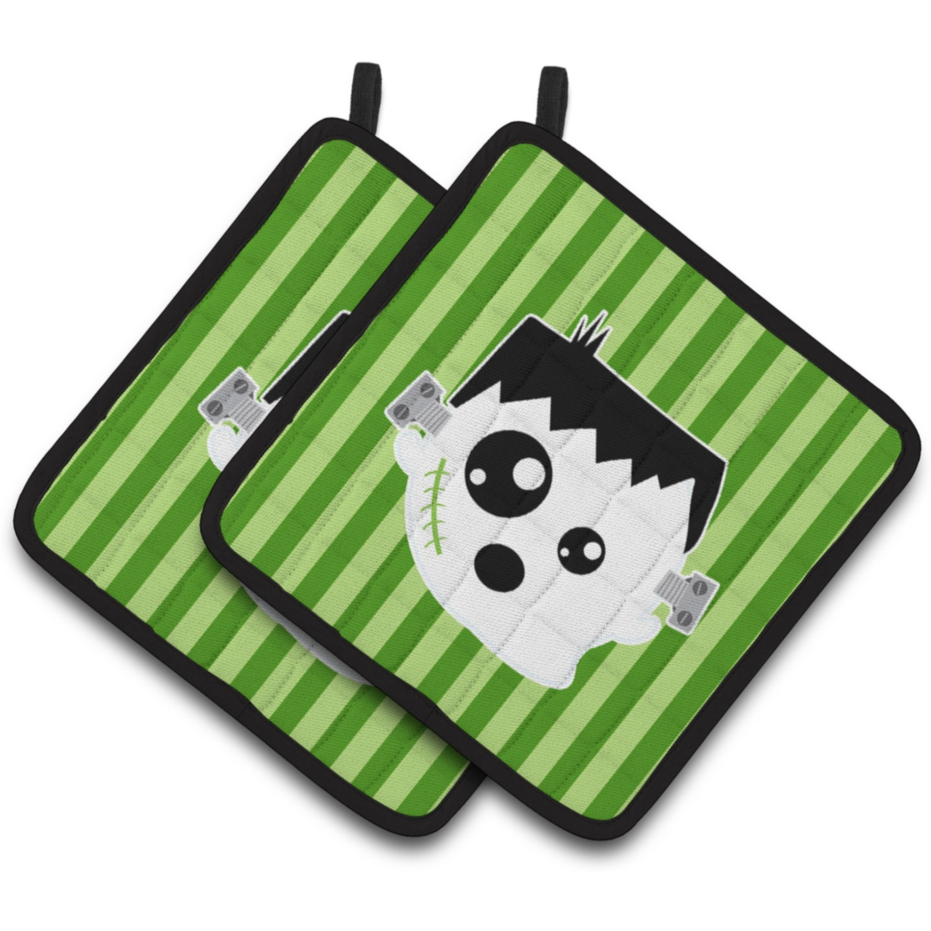 &quotCaroline's Treasures BB6958PTHD Halloween Ghost Frankenstein Pair of Pot Holders, 7.5 x 7.5"", Multicolor"