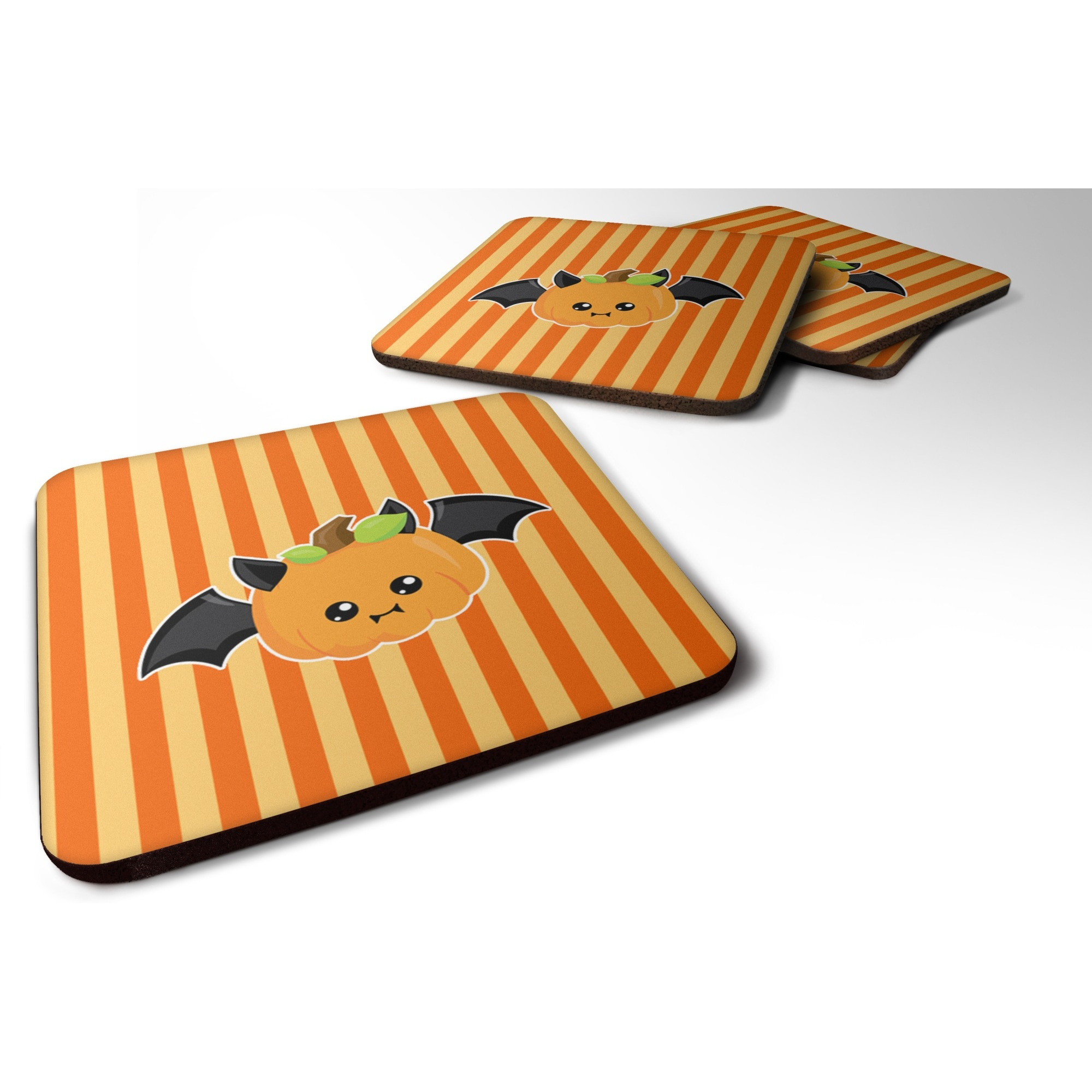 &quotCaroline's Treasures Halloween Pumpkin Bat Foam Coaster Set of 4, 3.5, Multicolor"