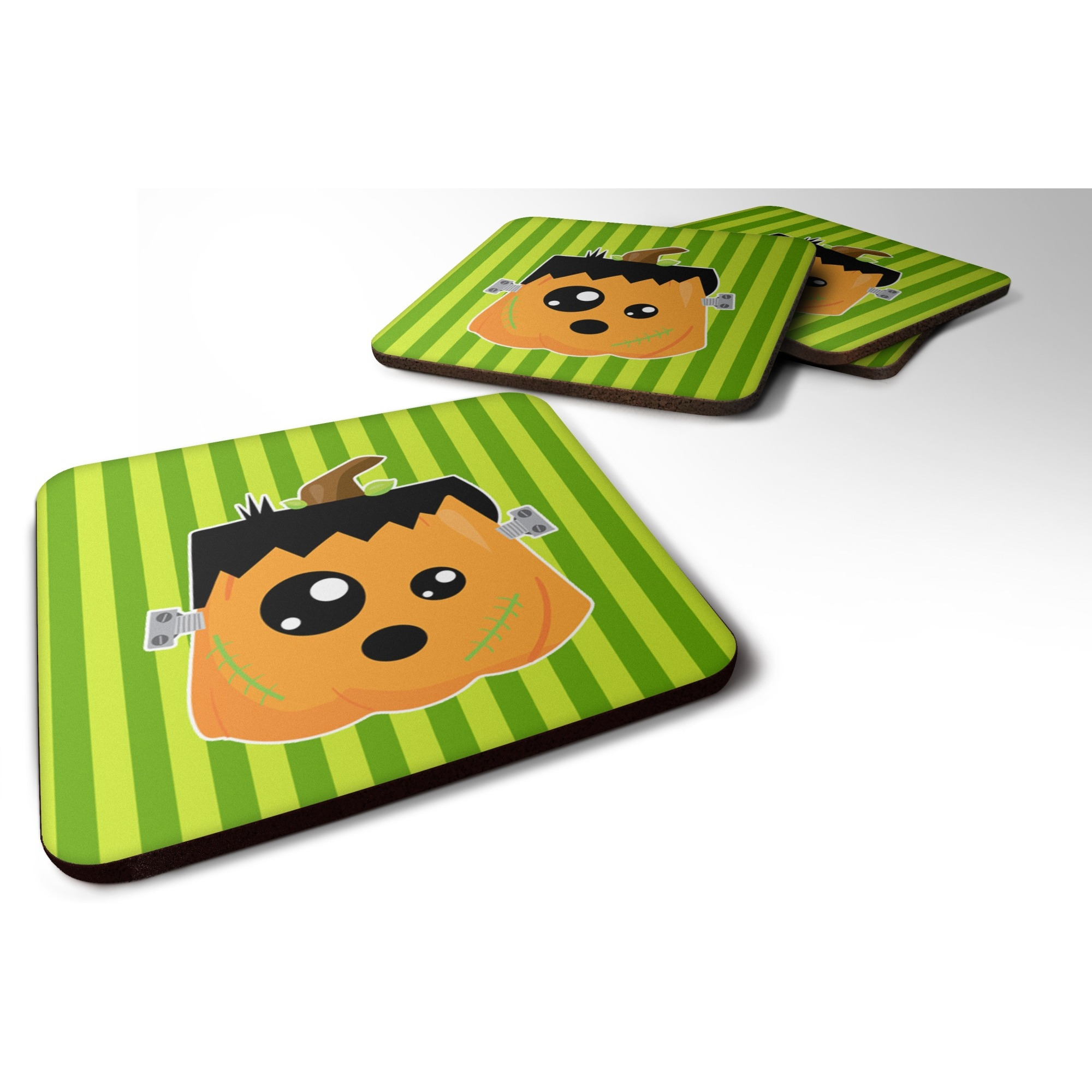&quotCaroline's Treasures Halloween Pumpkin Frankenstein Foam Coaster Set of 4, 3.5, Multicolor"