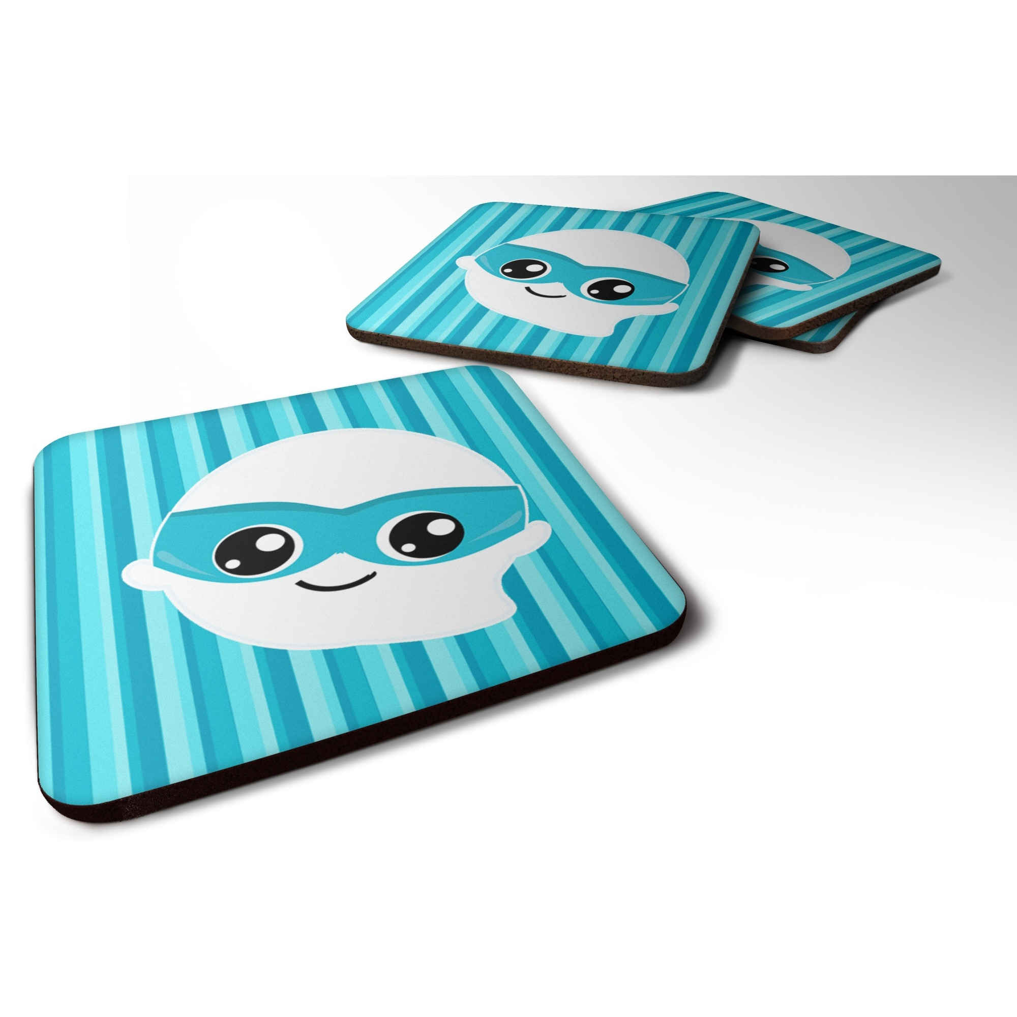 &quotCaroline's Treasures Halloween Ghost Superhero Foam Coaster Set of 4, 3.5, Multicolor"