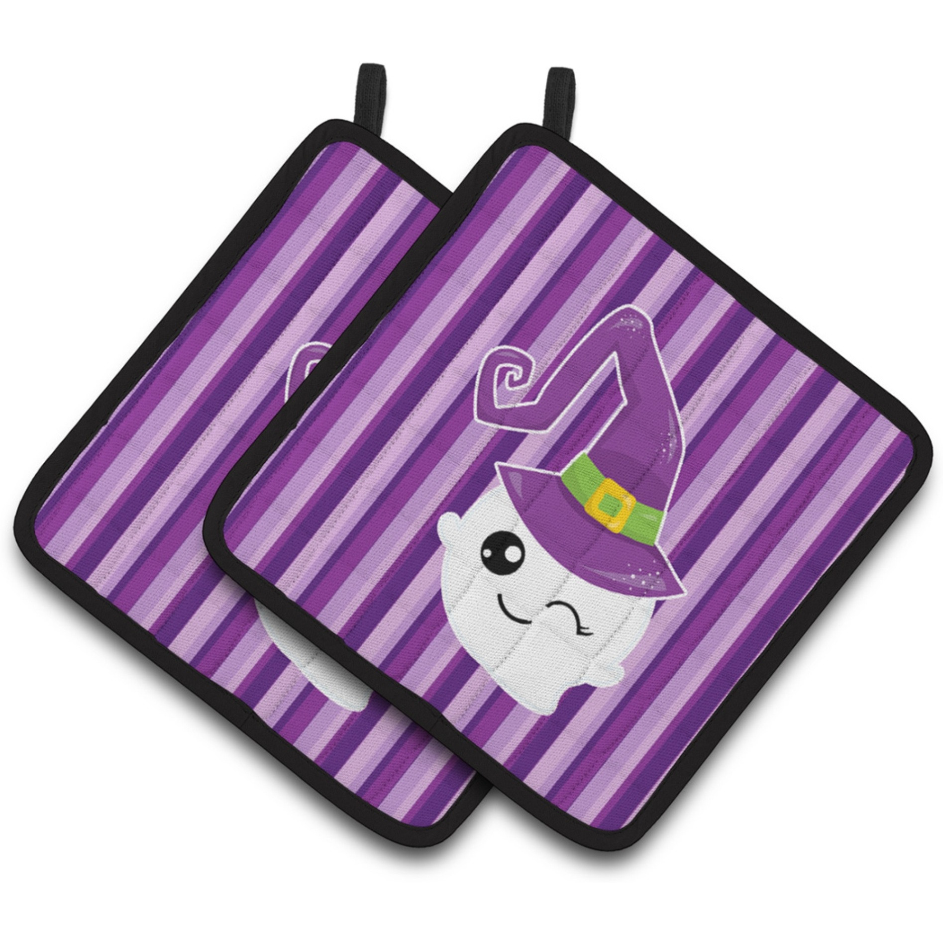 &quotCaroline's Treasures BB6966PTHD Halloween Ghost Witch Pair of Pot Holders, 7.5 x 7.5"", Multicolor"