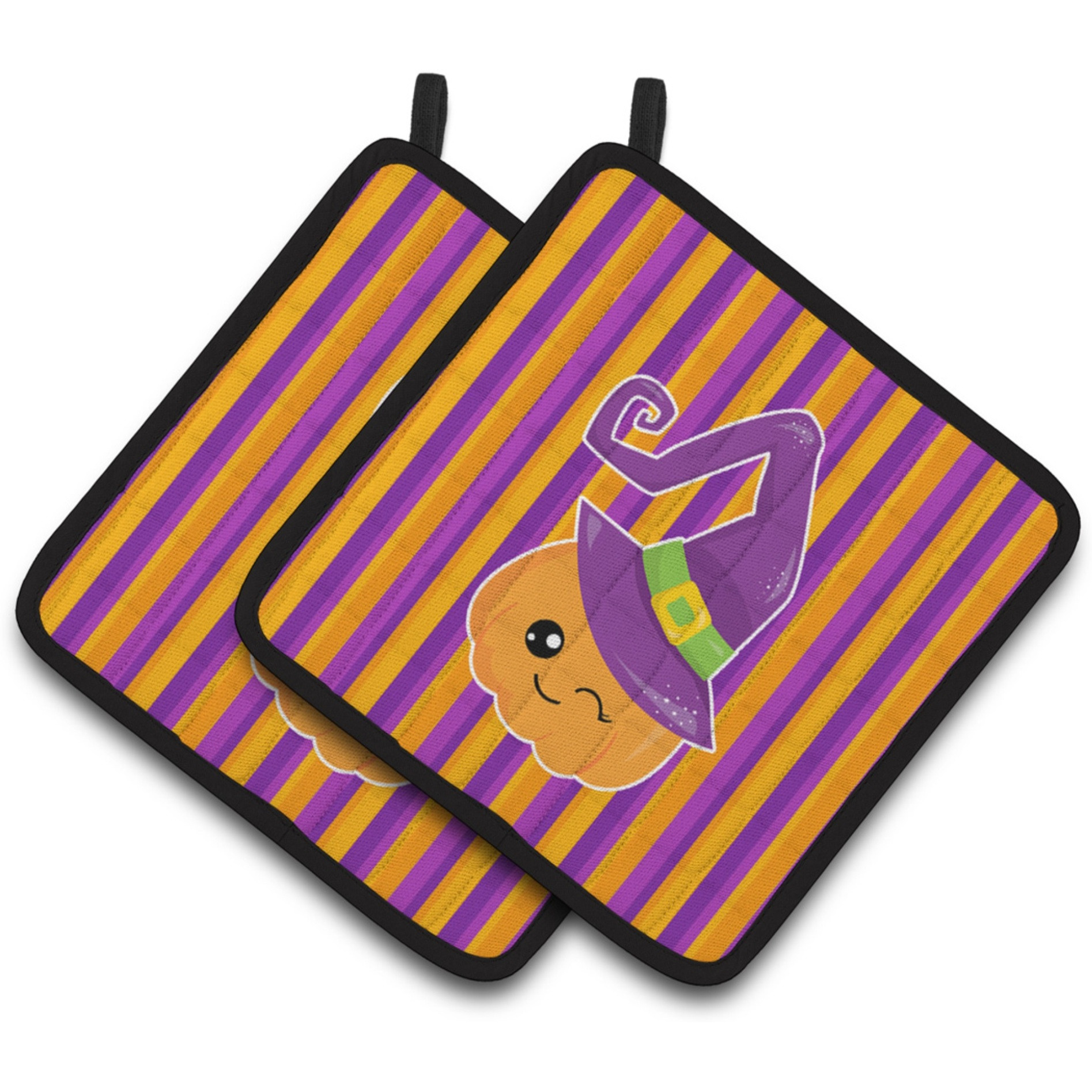 &quotCaroline's Treasures BB6967PTHD Halloween Pumpkin Witch Pair of Pot Holders, 7.5 x 7.5"", Multicolor"