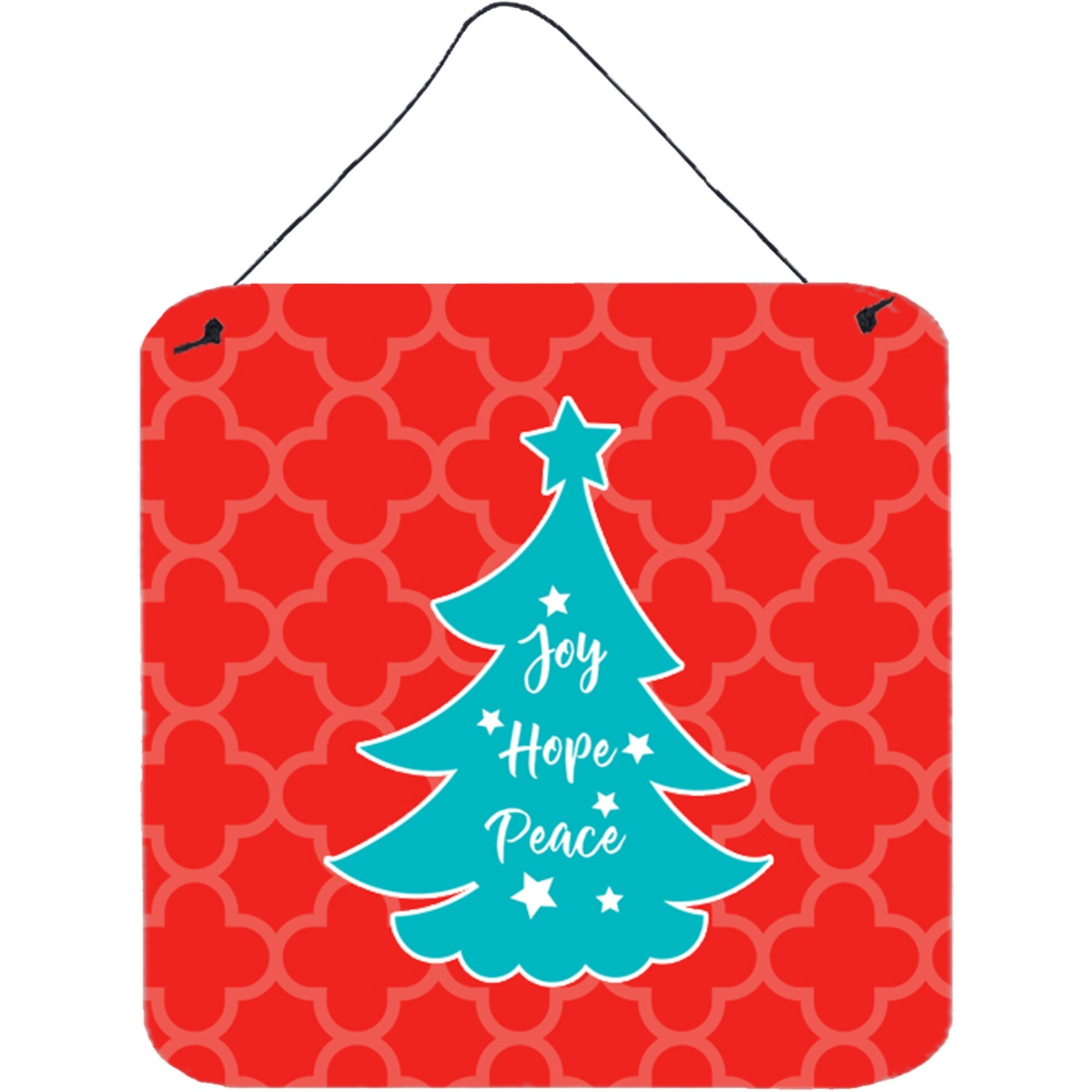 &quotCaroline's Treasures Christmas Tree Red Teal Metal Print, 6"" x 6"", Multicolor"