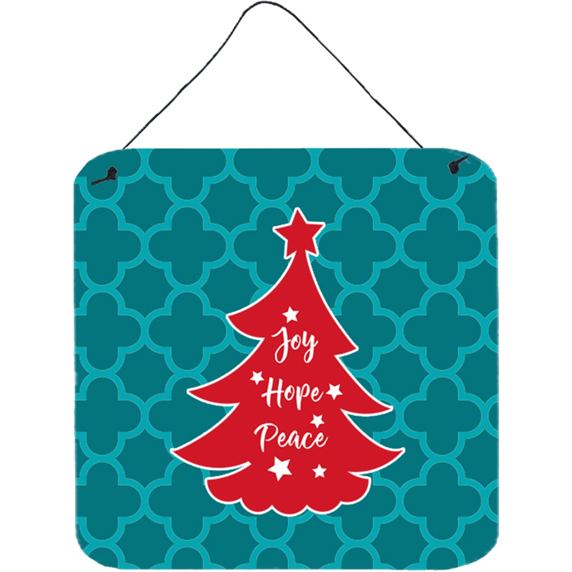 &quotCaroline's Treasures Christmas Tree Teal Red Metal Print, 6"" x 6"", Multicolor"