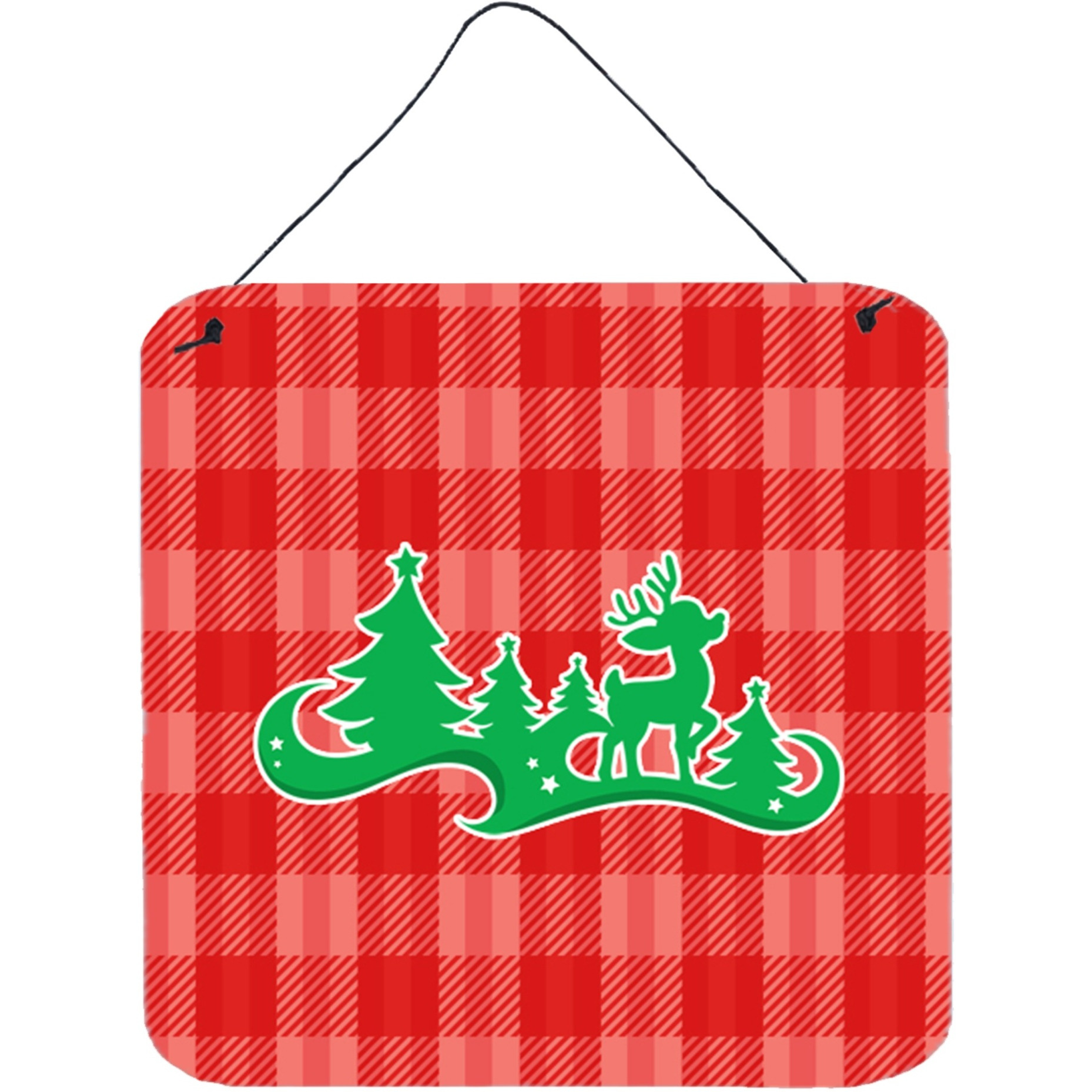&quotCaroline's Treasures Christmas Tree Reindeer Red Metal Print, 6"" x 6"", Multicolor"