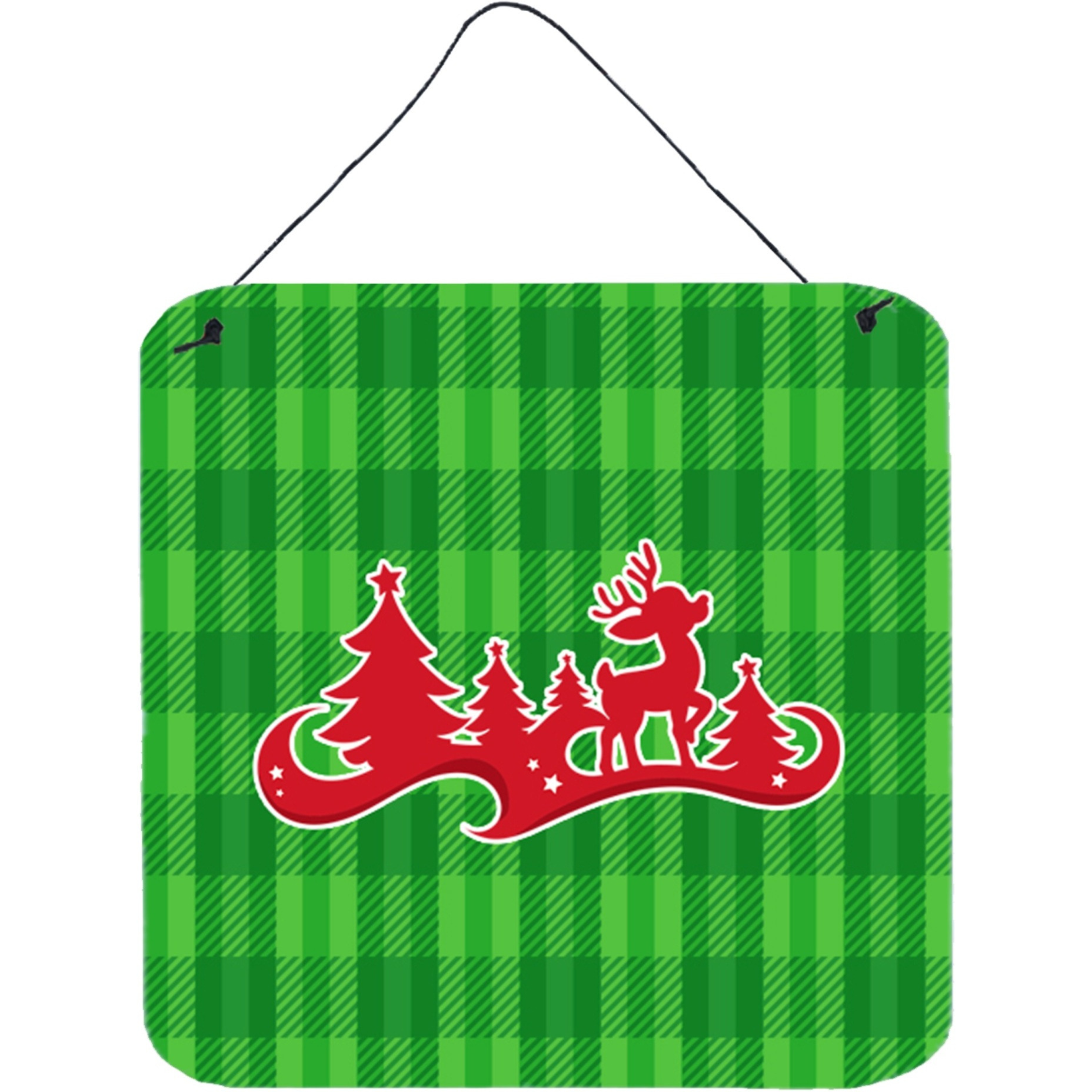 &quotCaroline's Treasures Christmas Tree Reindeer Green Metal Print, 6"" x 6"", Multicolor"