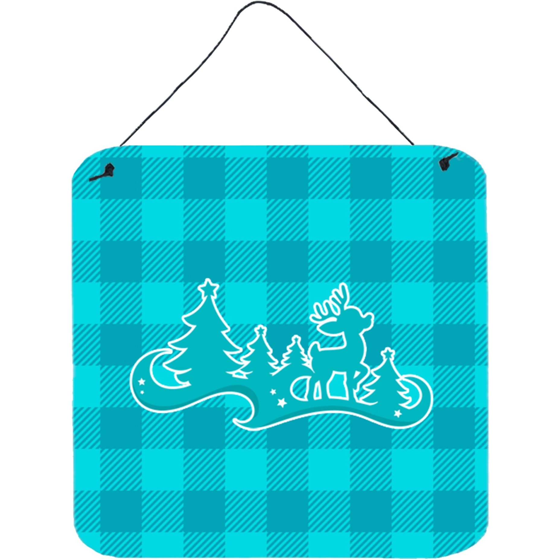 &quotCaroline's Treasures Christmas Tree Reindeer Blue Metal Print, 6"" x 6"", Multicolor"