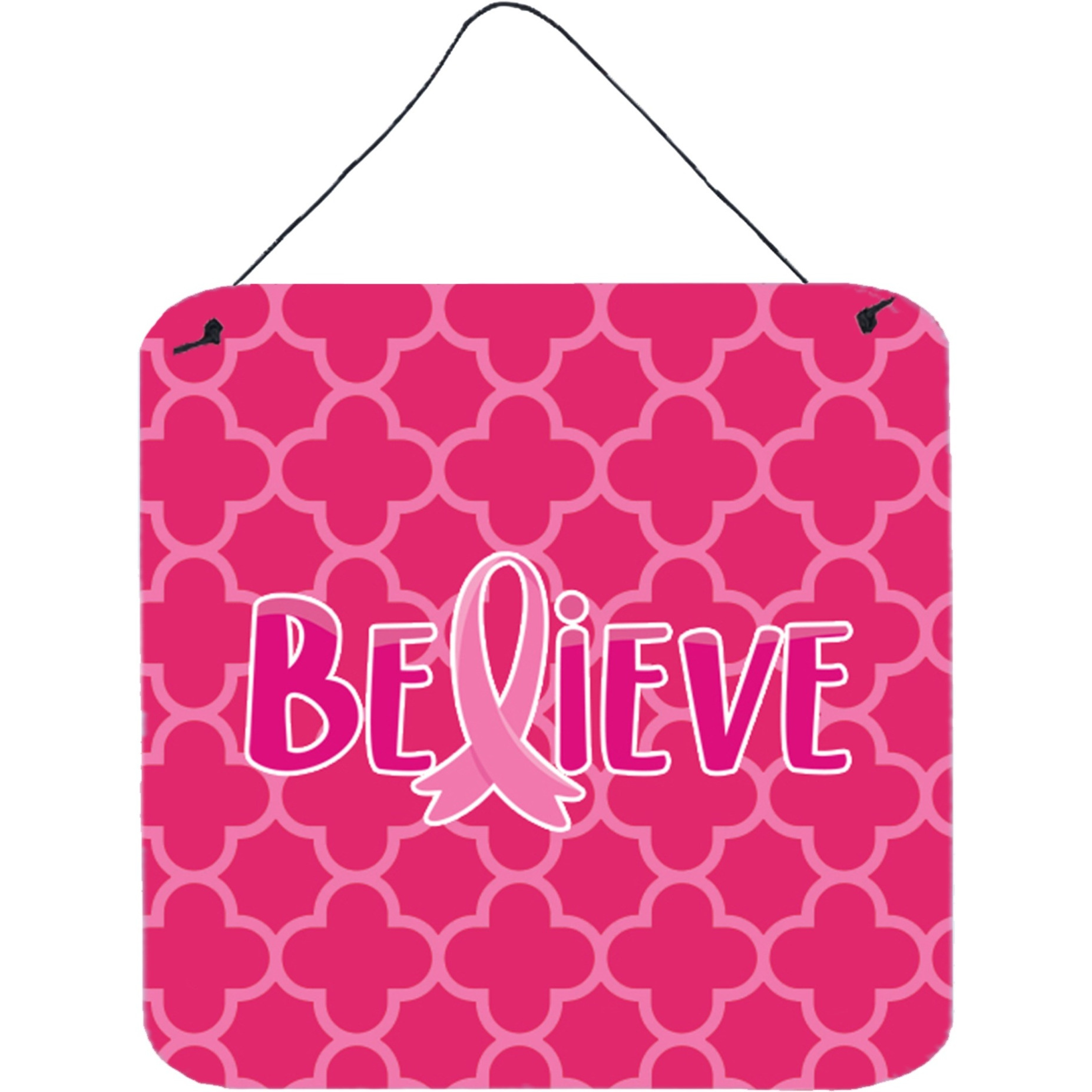 &quotCaroline's Treasures Breast Cancer Awareness Ribbon Believe Metal Print, 6"" x 6"", Multicolor"