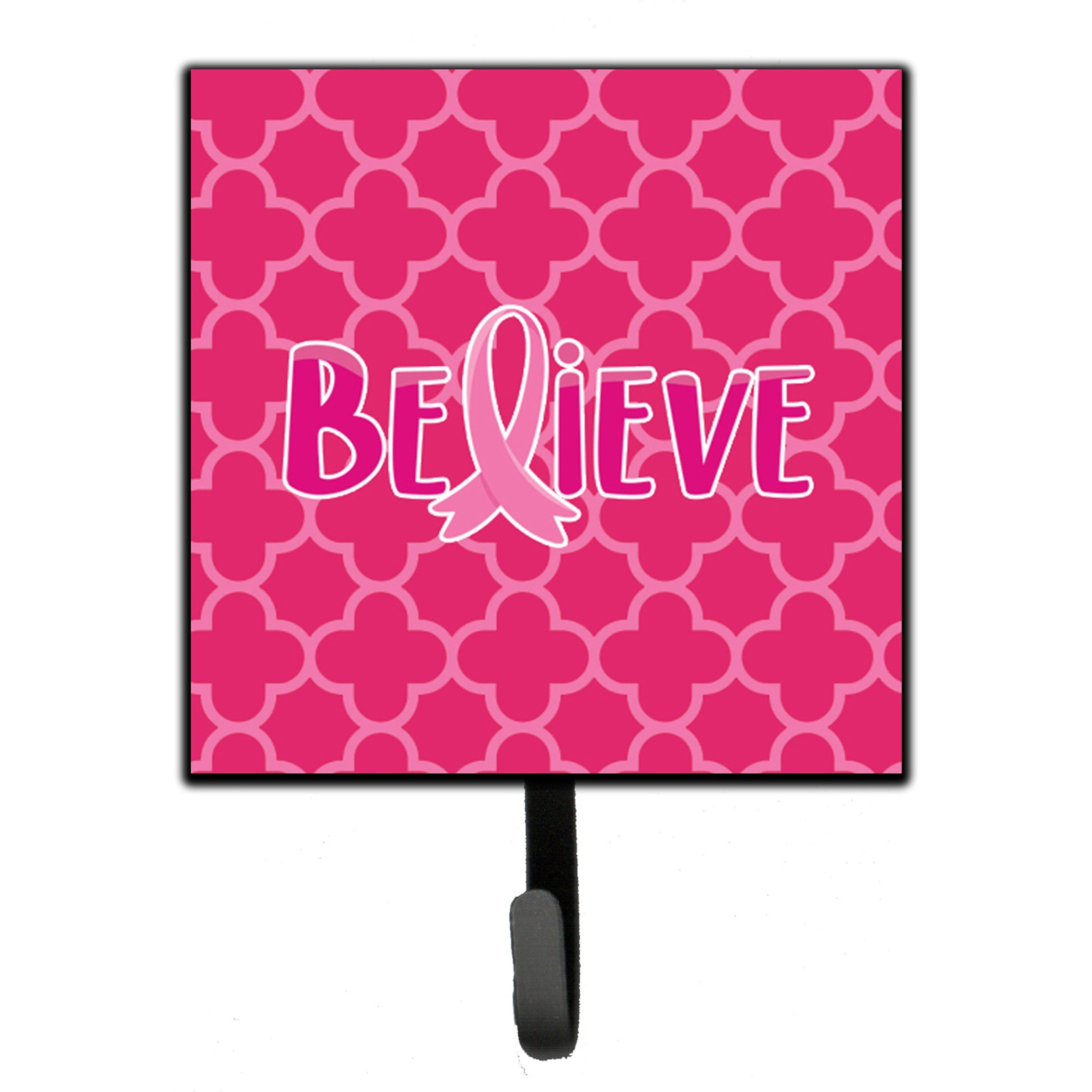 &quotCaroline's Treasures Breast Cancer Awareness Ribbon Believe Wall Hook, Small, Multicolor"