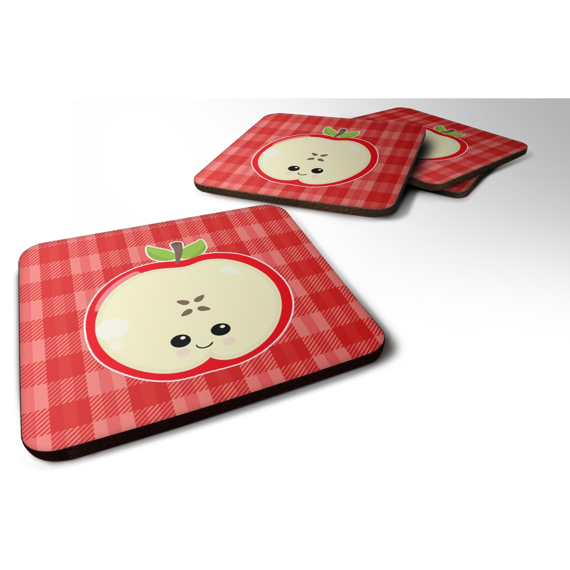 &quotCaroline's Treasures Apple Face Foam Coaster Set of 4, 3.5, Multicolor"