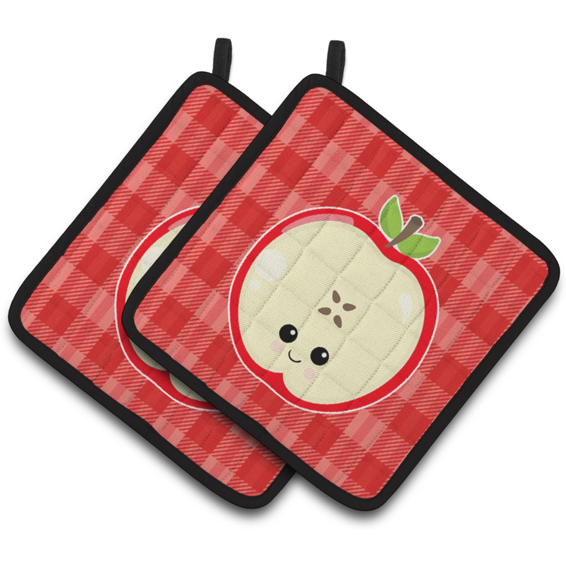 &quotCaroline's Treasures BB6983PTHD Apple Face Pair of Pot Holders, 7.5 x 7.5"", Multicolor"