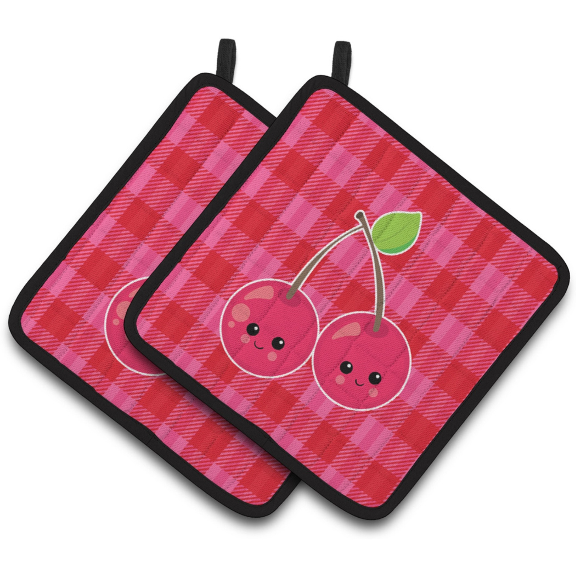 &quotCaroline's Treasures BB6985PTHD Cherry Faces Pair of Pot Holders, 7.5 x 7.5"", Multicolor"