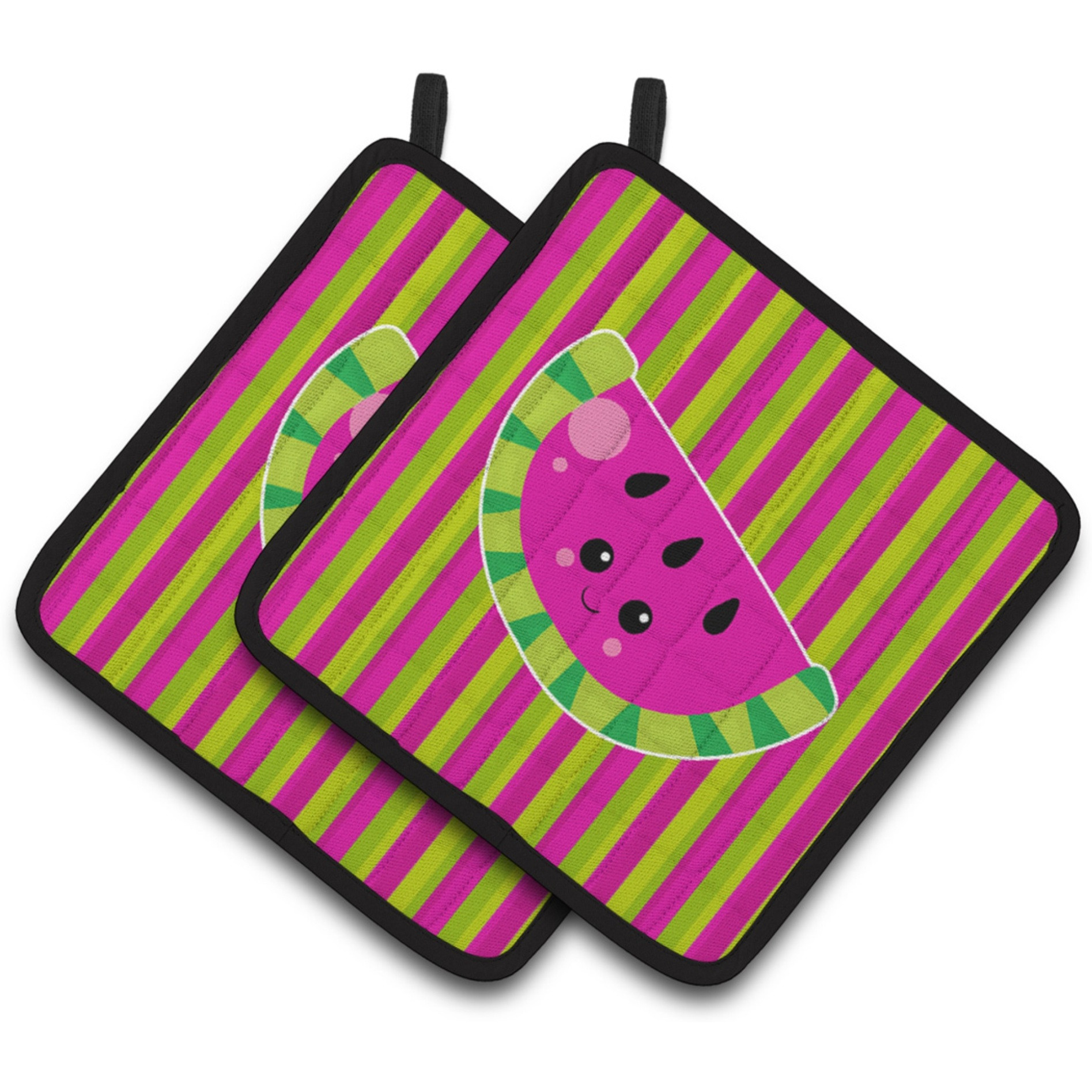 &quotCaroline's Treasures BB6987PTHD Watermelon Face Pair of Pot Holders, 7.5 x 7.5"", Multicolor"