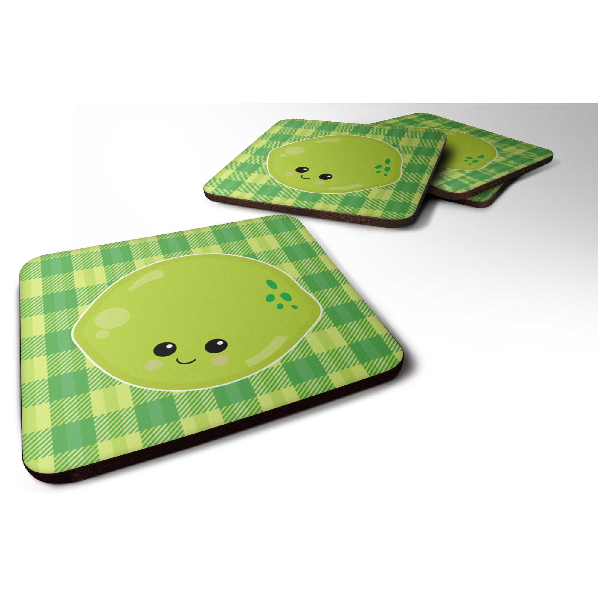 &quotCaroline's Treasures Lime Face Foam Coaster Set of 4, 3.5, Multicolor"